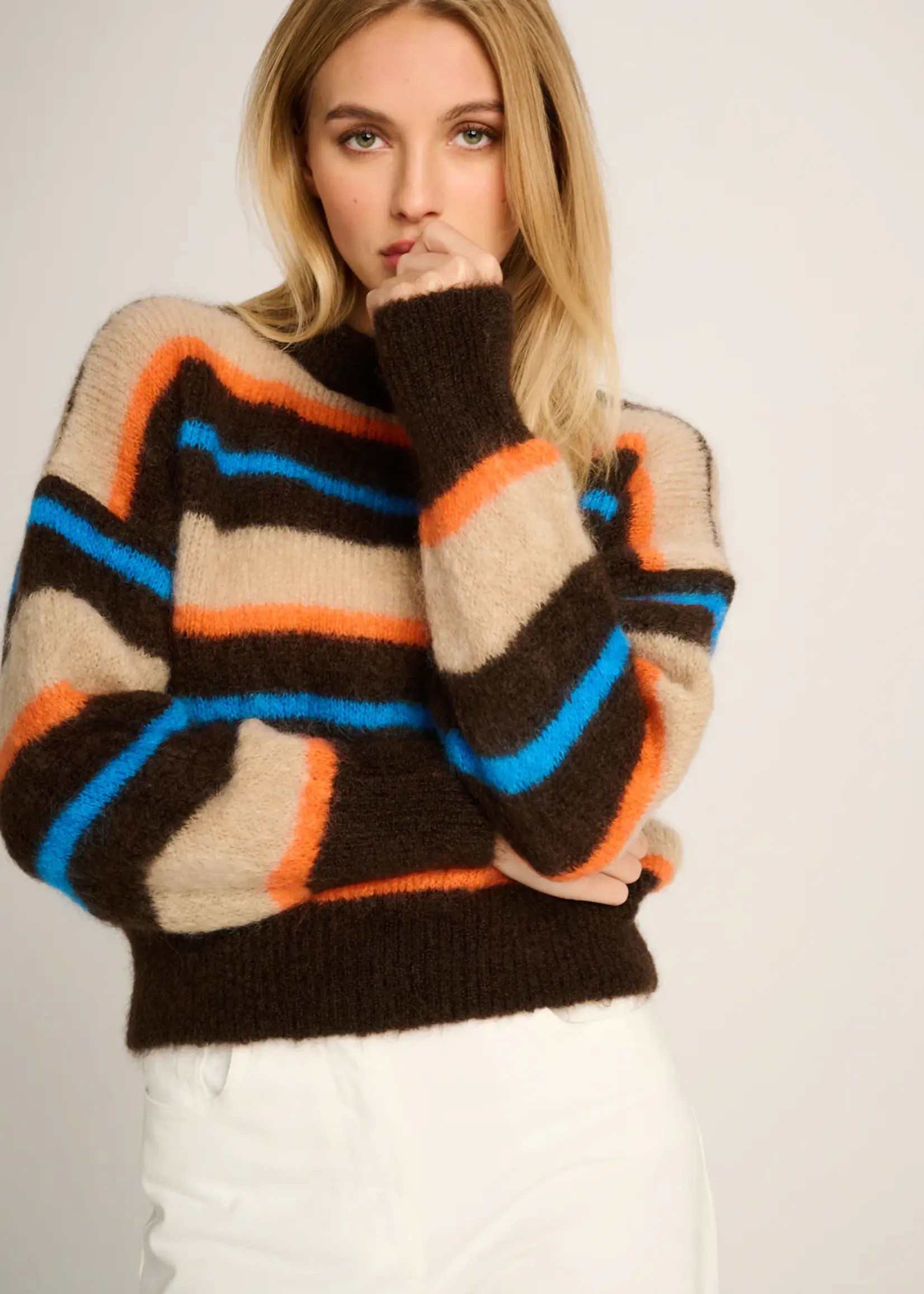 Coco Pullover Crewneck Stripes Beige