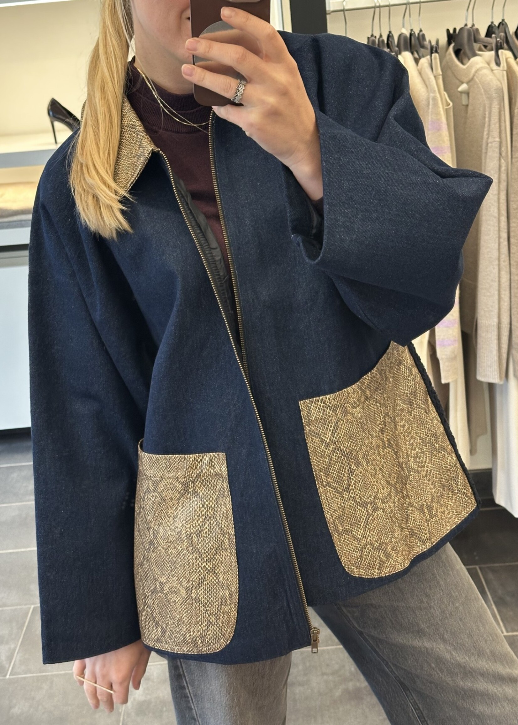 Atelier Amandine Elly Jacket Navy Snake