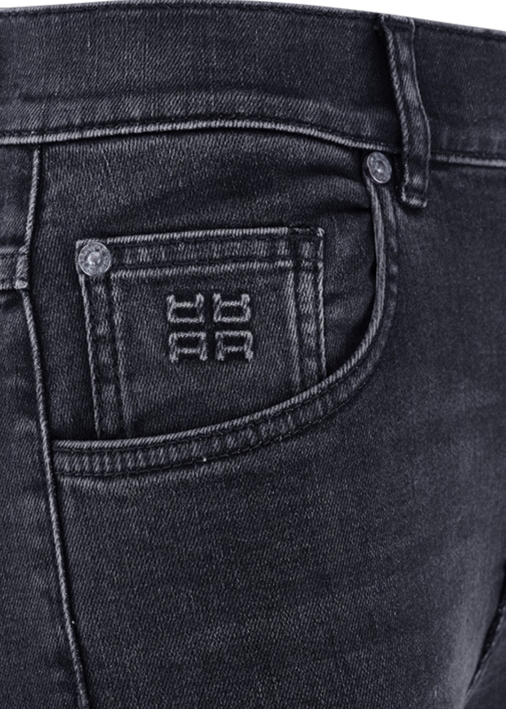 Dark Grey Used Wash Hose Baby Bootcut  With Feathers