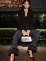 Dark Grey Used Wash Hose Baby Bootcut  With Feathers