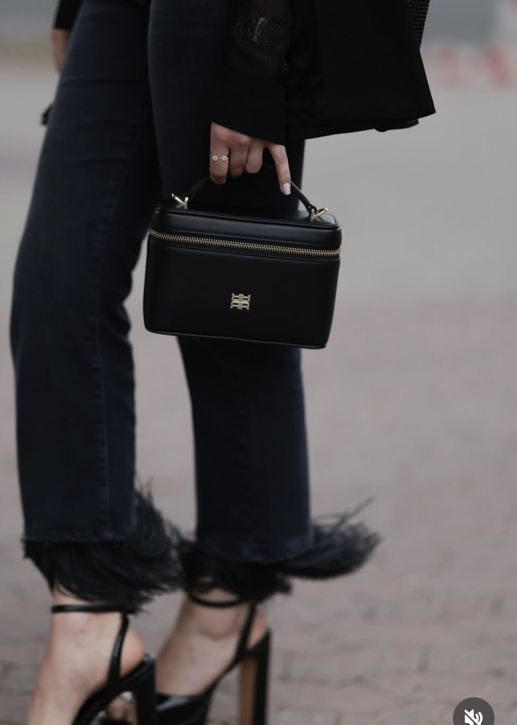 Dark Grey Used Wash Hose Baby Bootcut  With Feathers