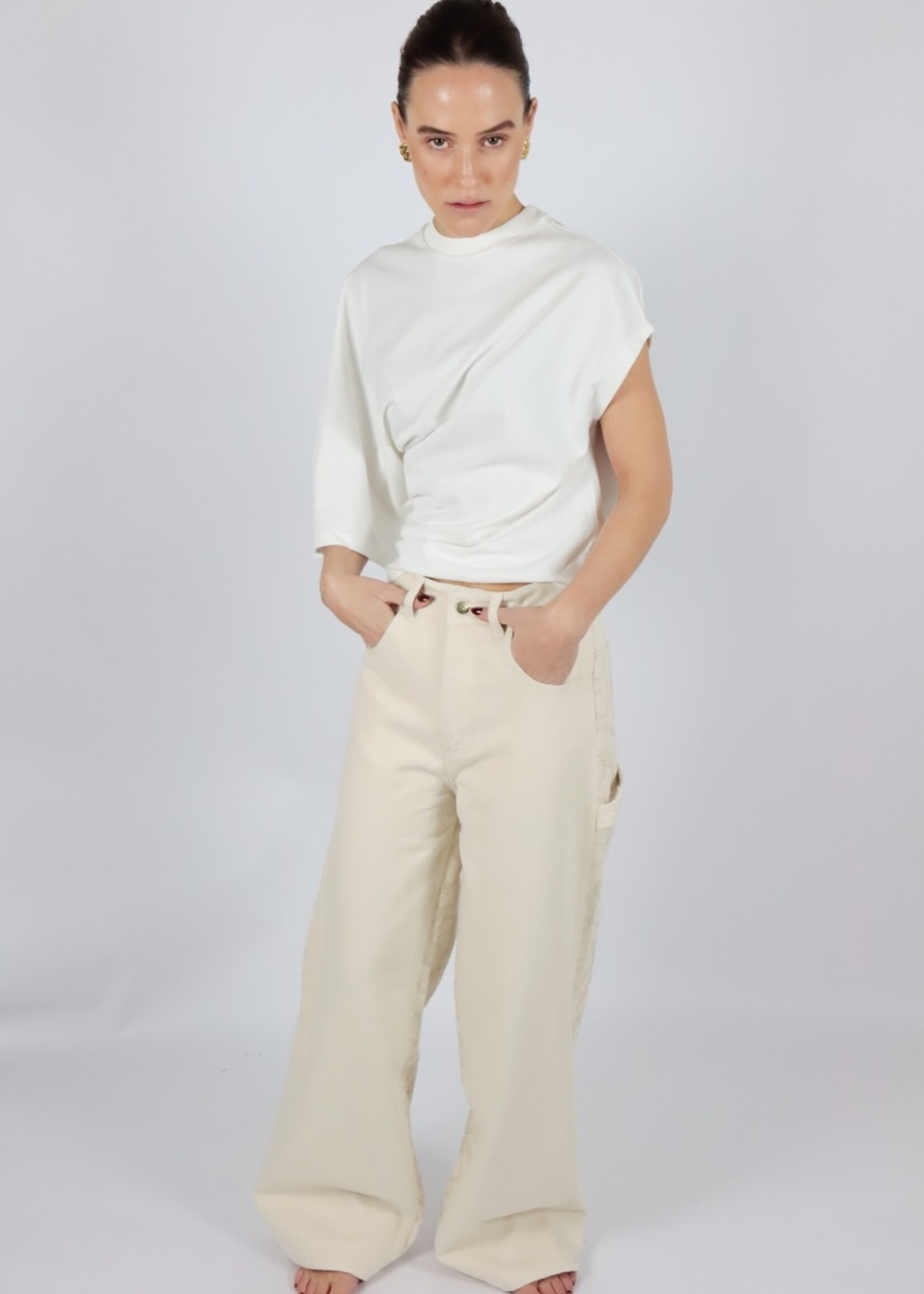 Eva Jeans Ecru Embroided