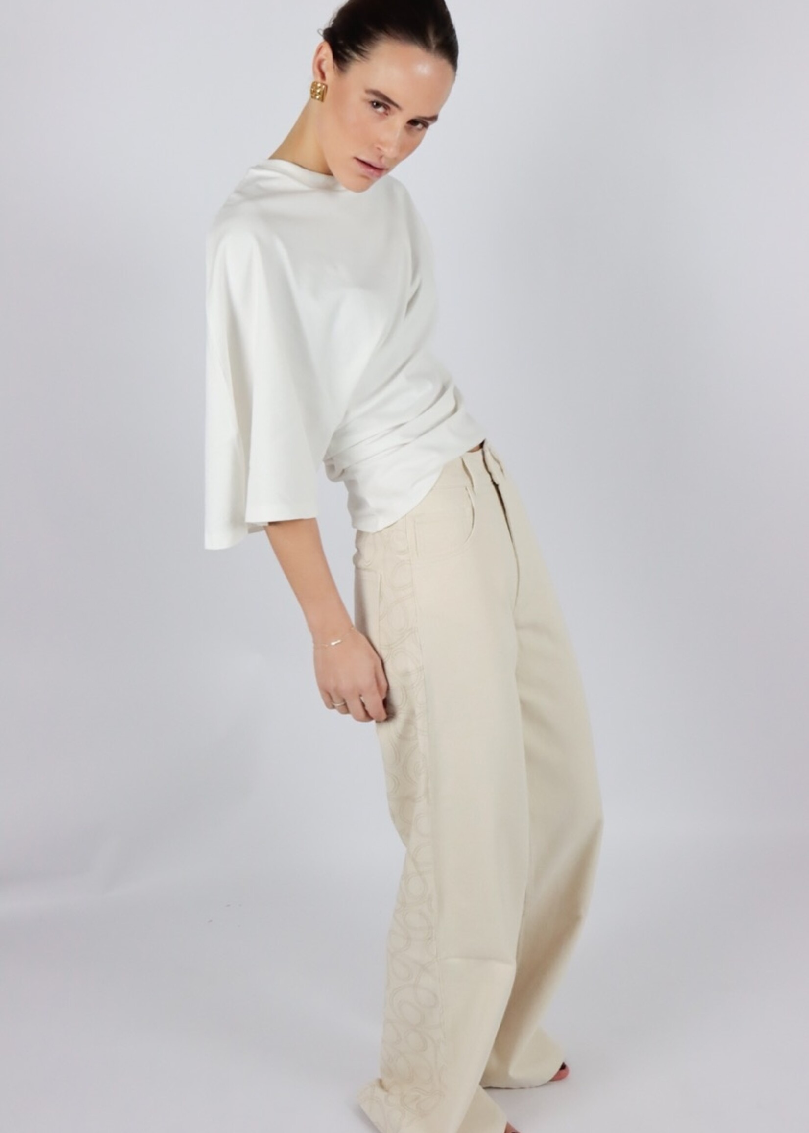 Eva Jeans Ecru Embroided