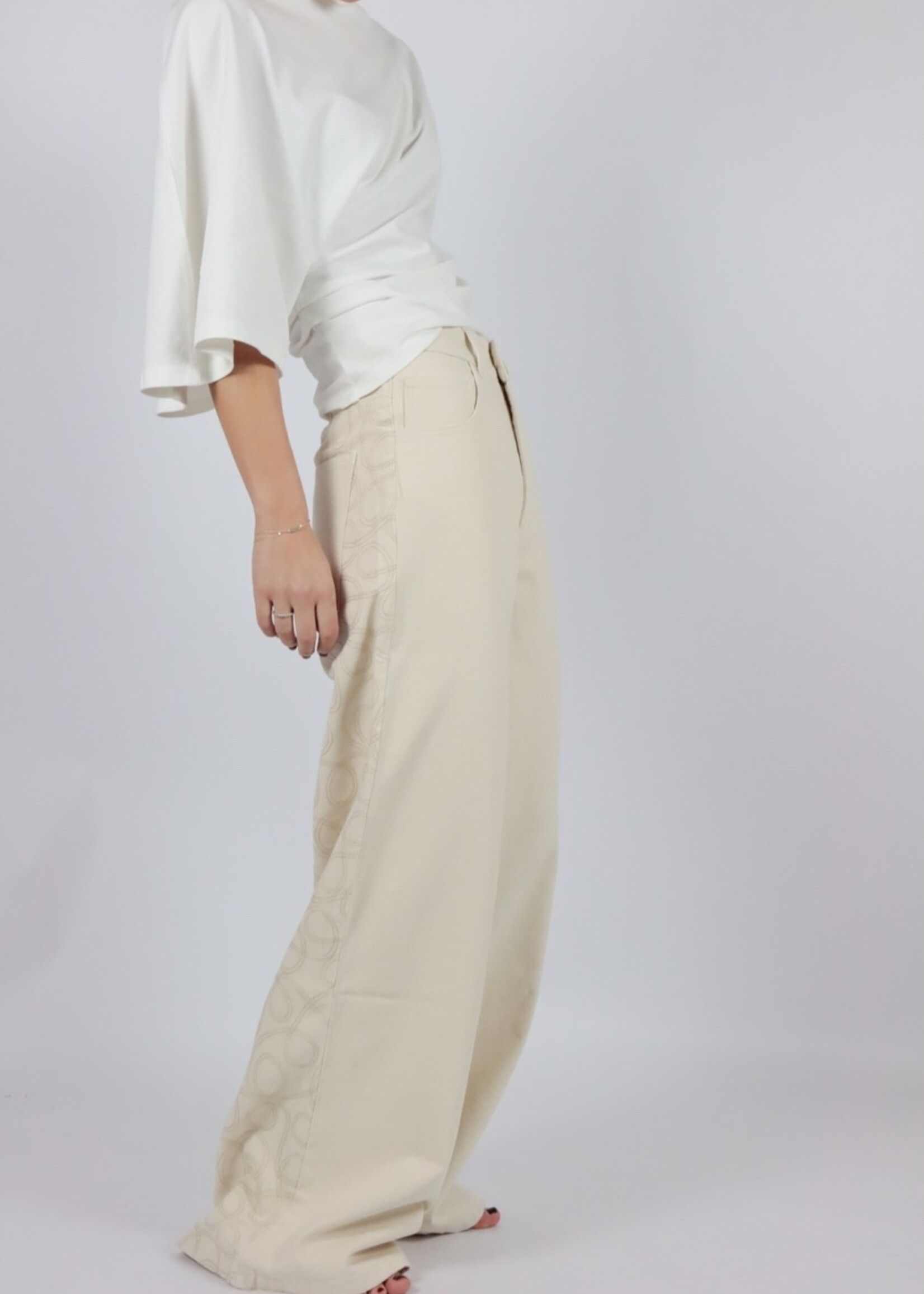 Eva Jeans Ecru Embroided