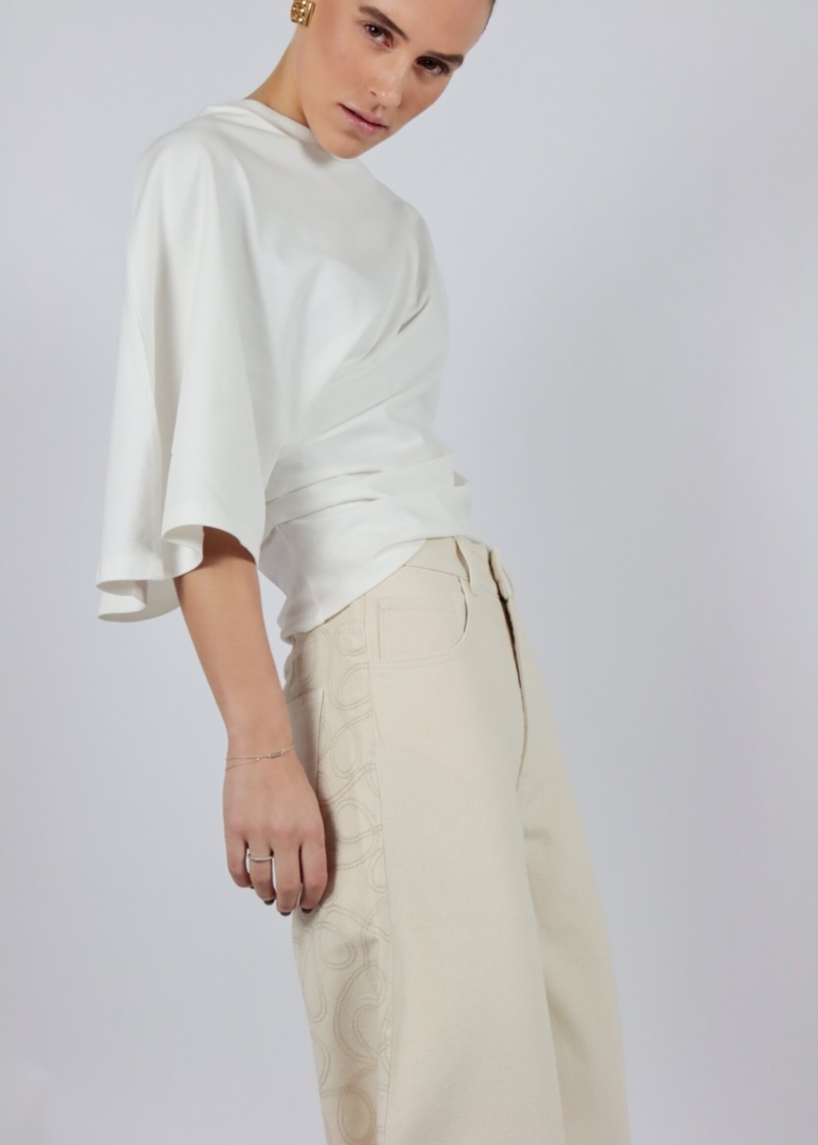 Eva Jeans Ecru Embroided