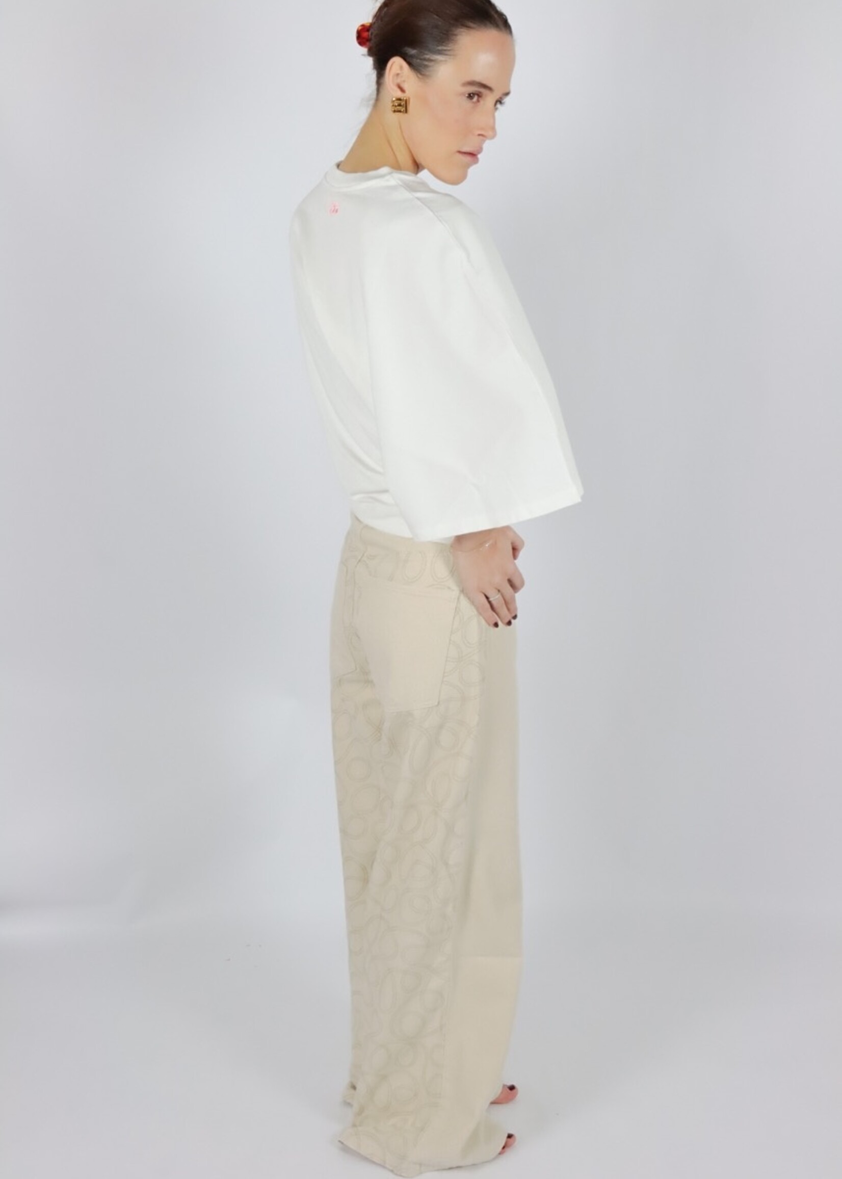 Atelier Amandine Eva Jeans Ecru Embroided