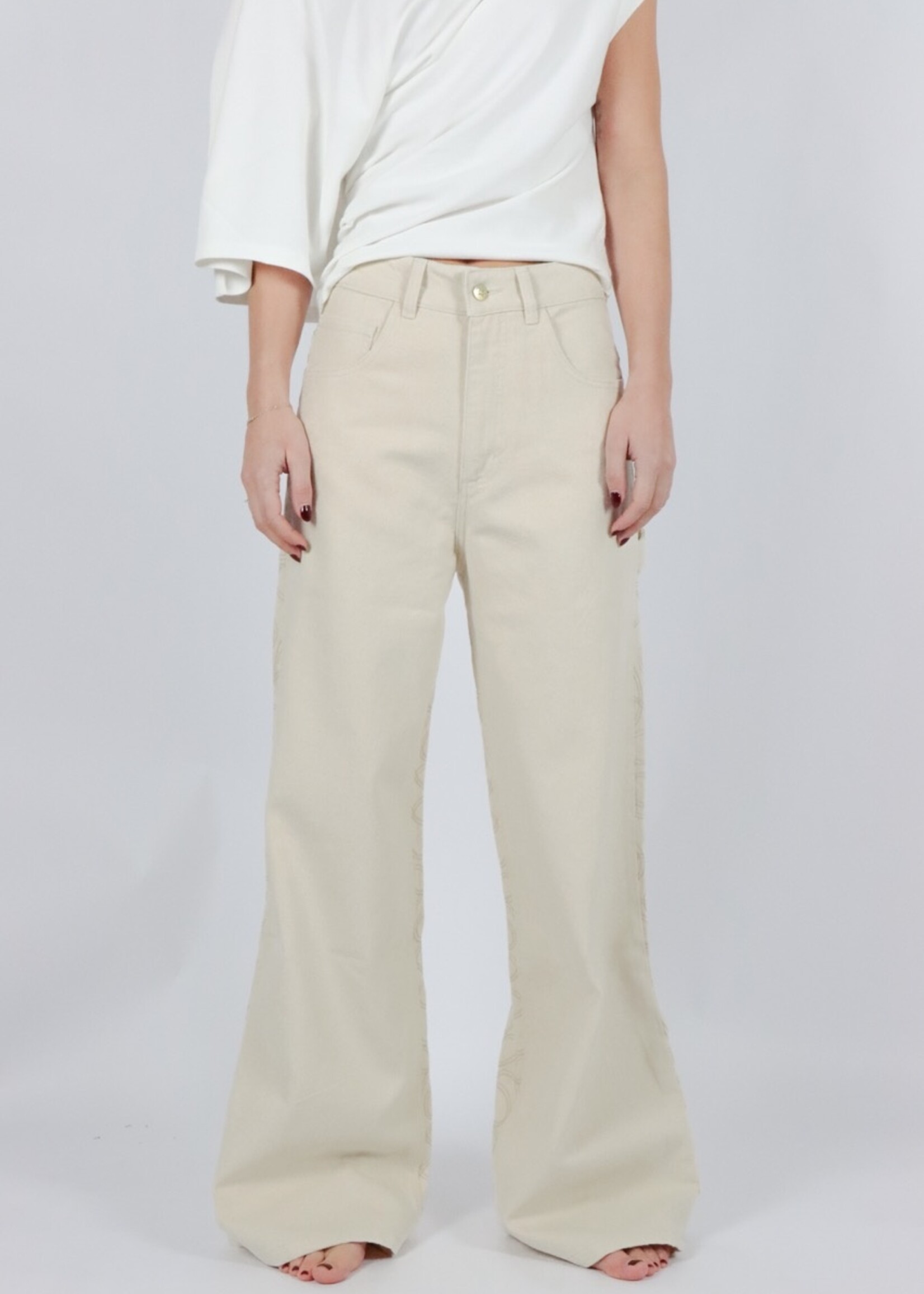 Eva Jeans Ecru Embroided