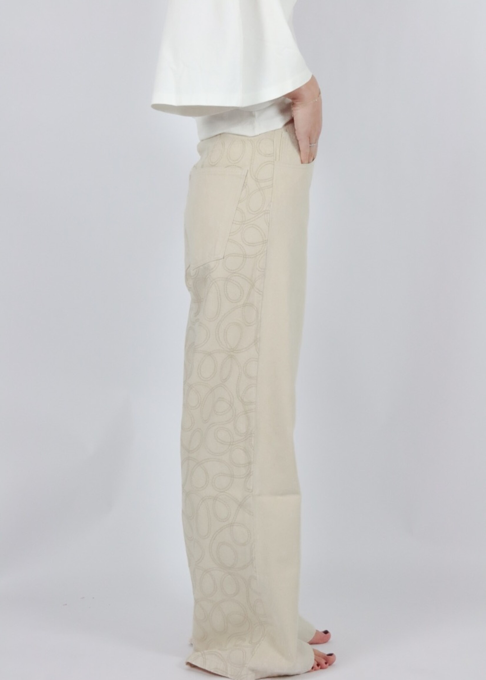 Atelier Amandine Eva Jeans Ecru Embroided