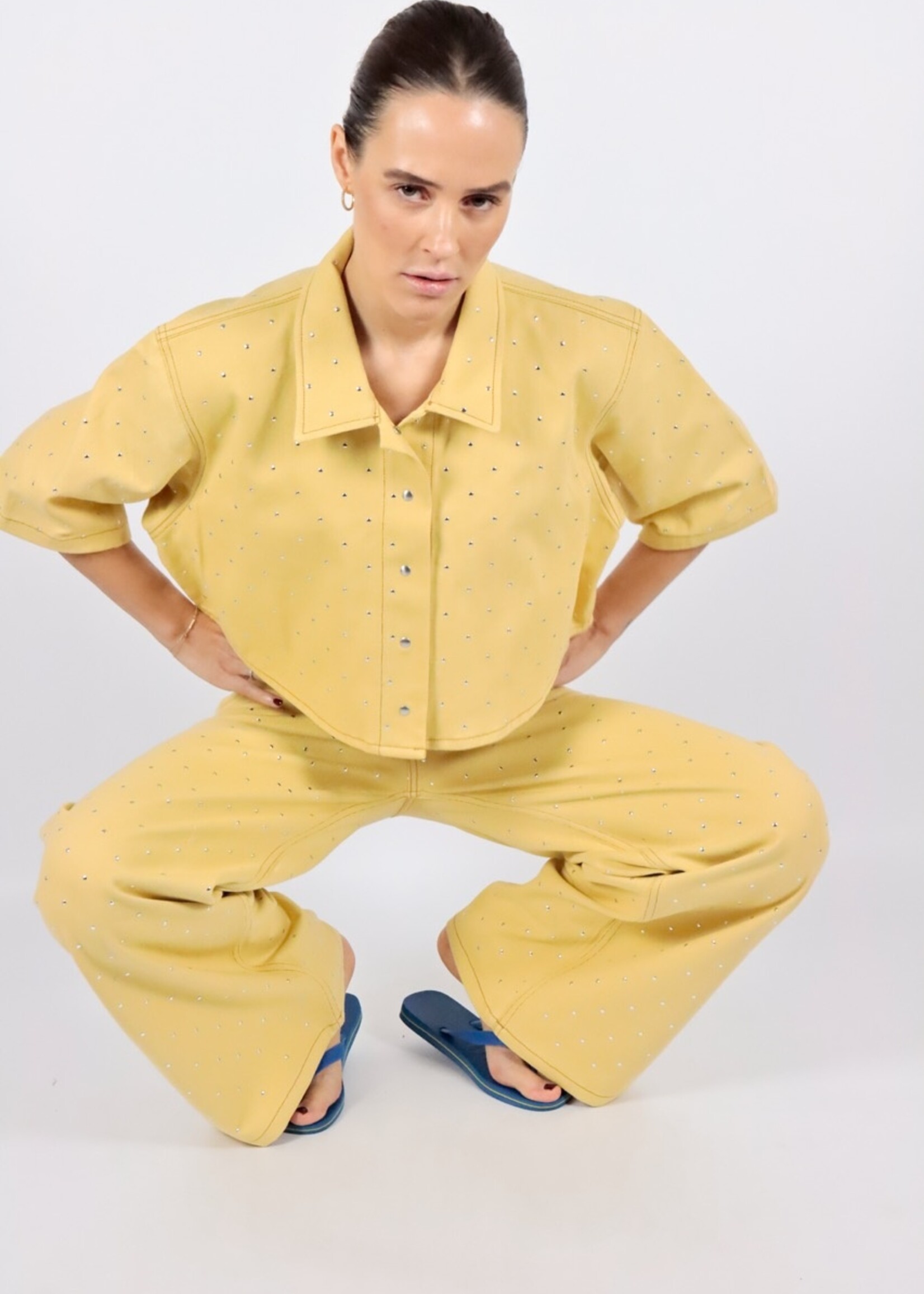 Atelier Amandine Eva Jeans Yellow Studs