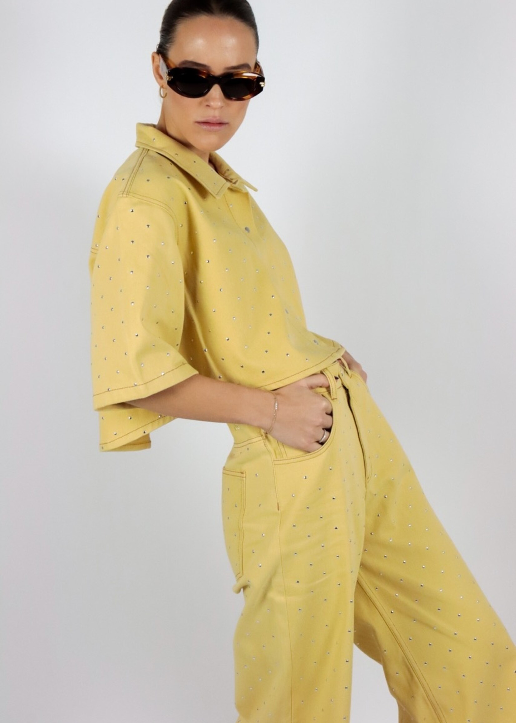 Atelier Amandine Eva Jeans Yellow Studs