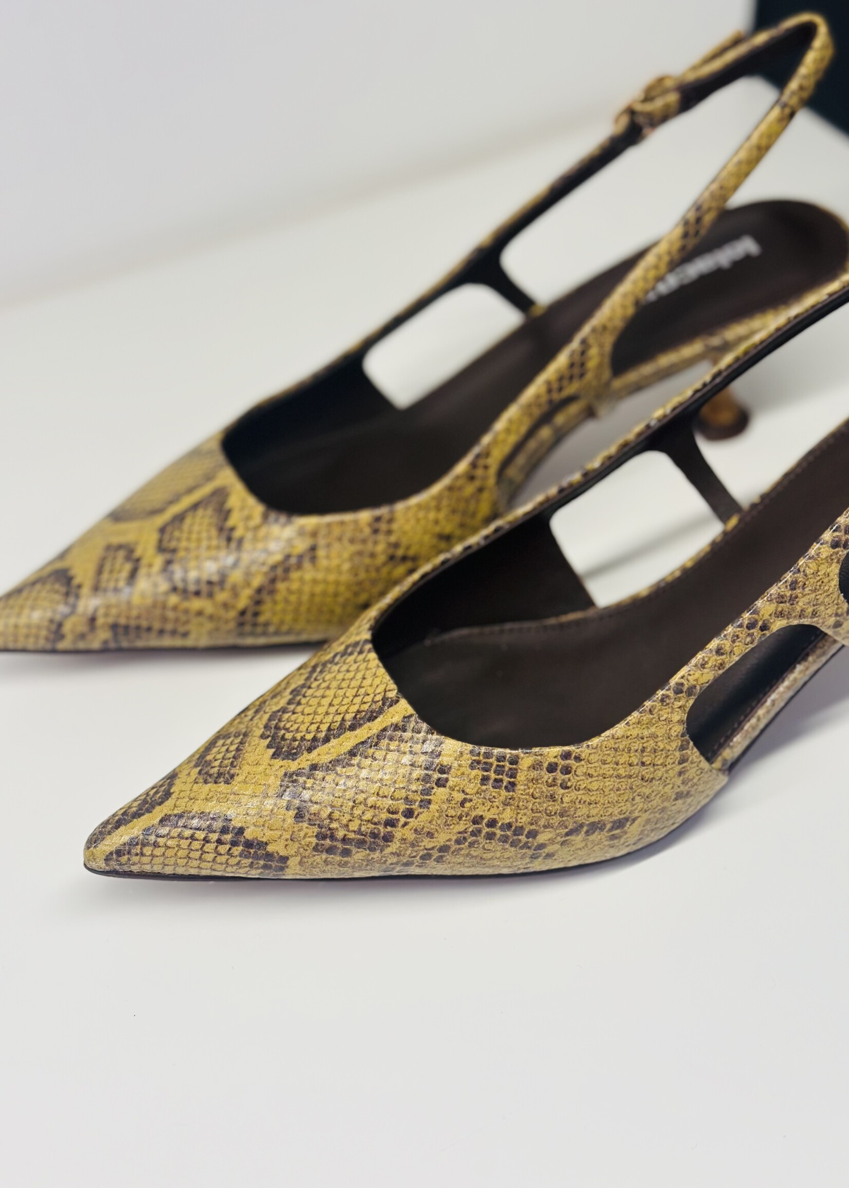 Olive Python slingback