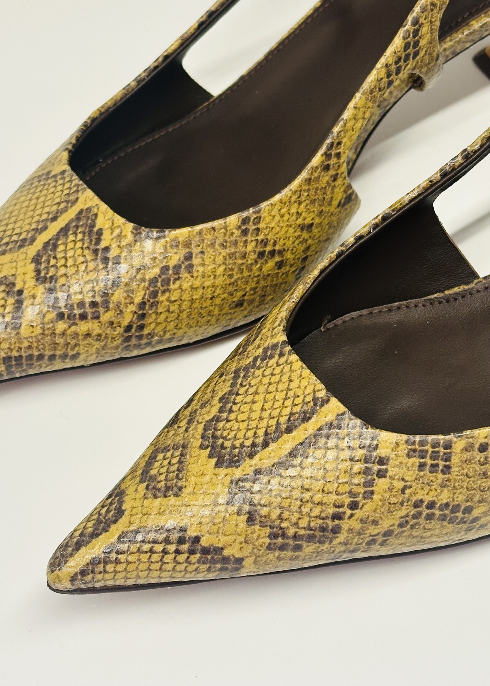 Olive Python slingback