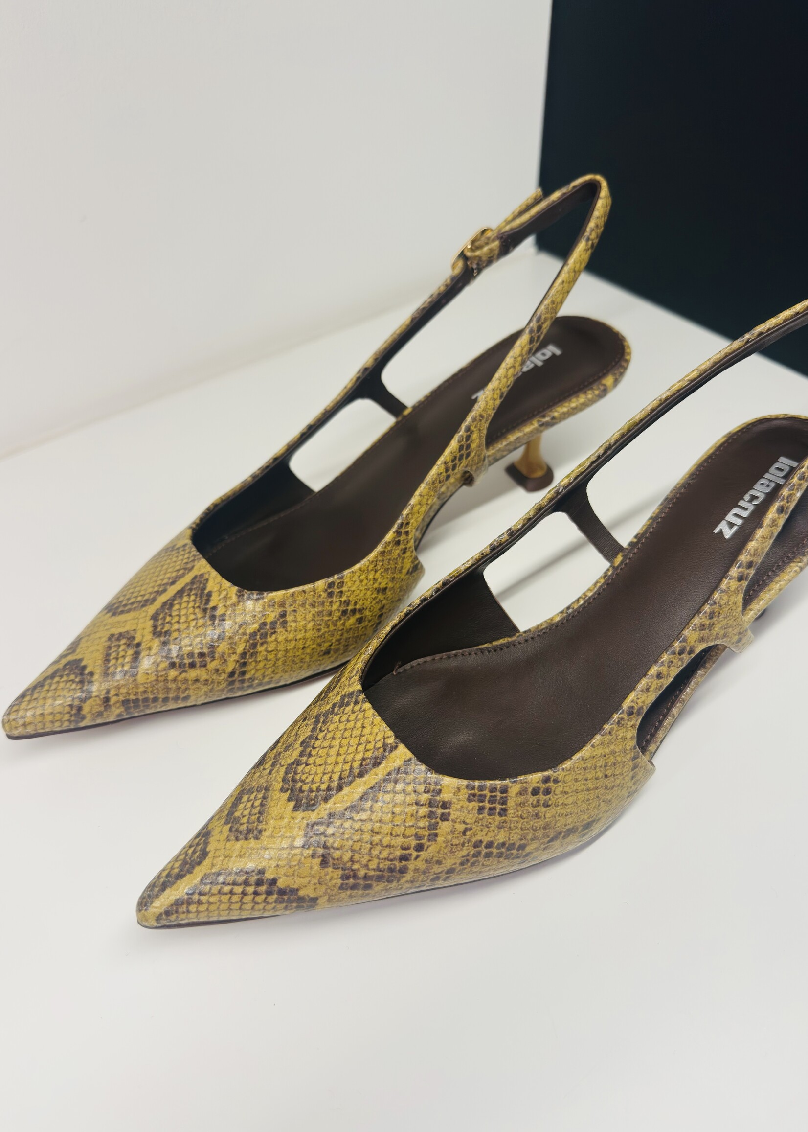 Olive Python slingback