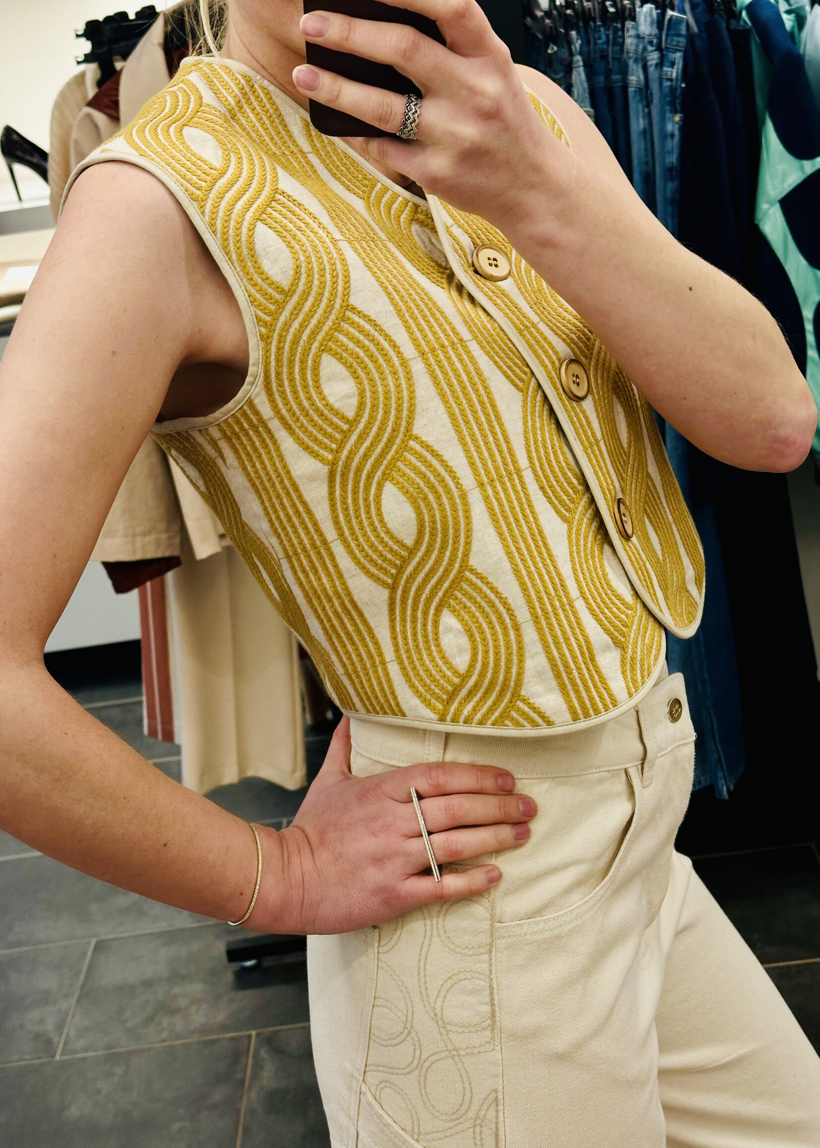 Bari Vest Amber Embroidery