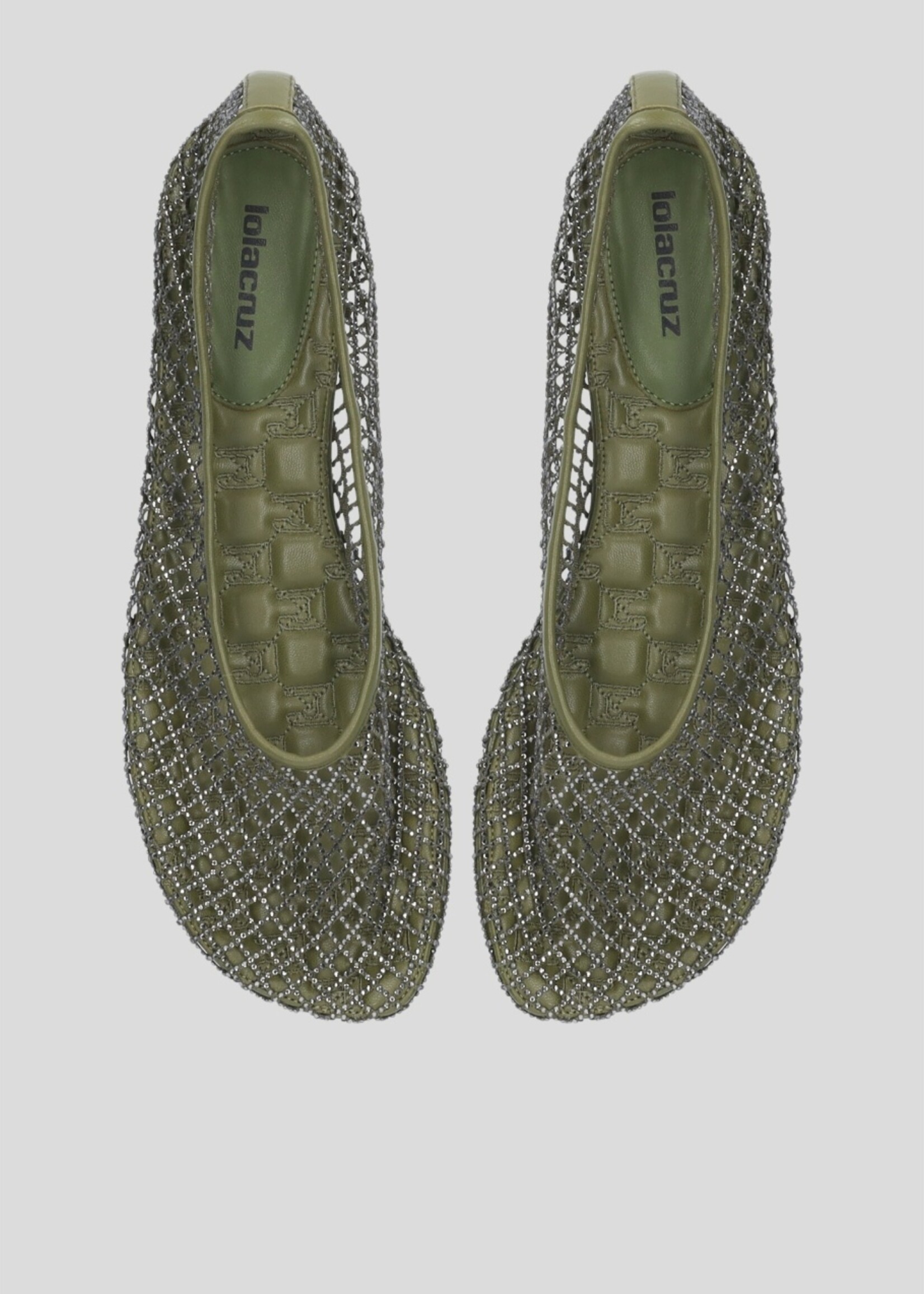 Kaki ballerina met strass