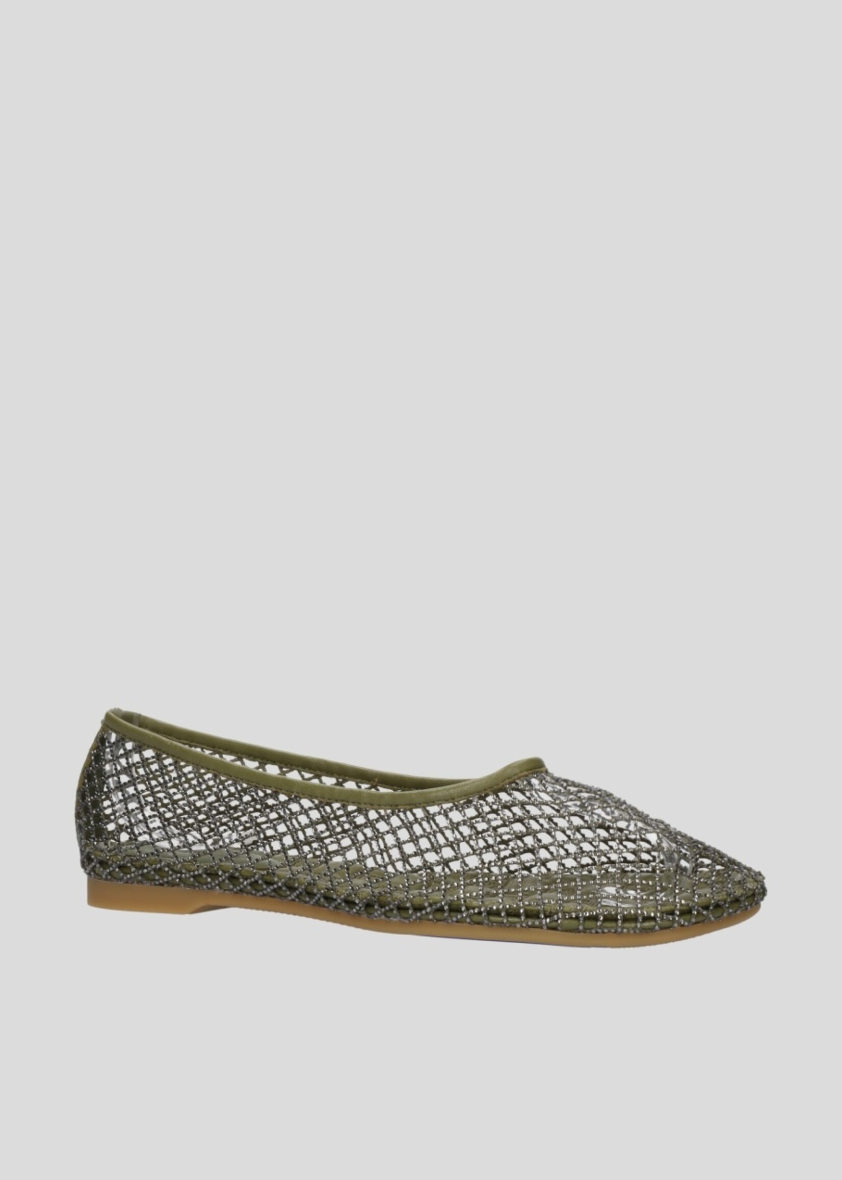 Kaki ballerina met strass