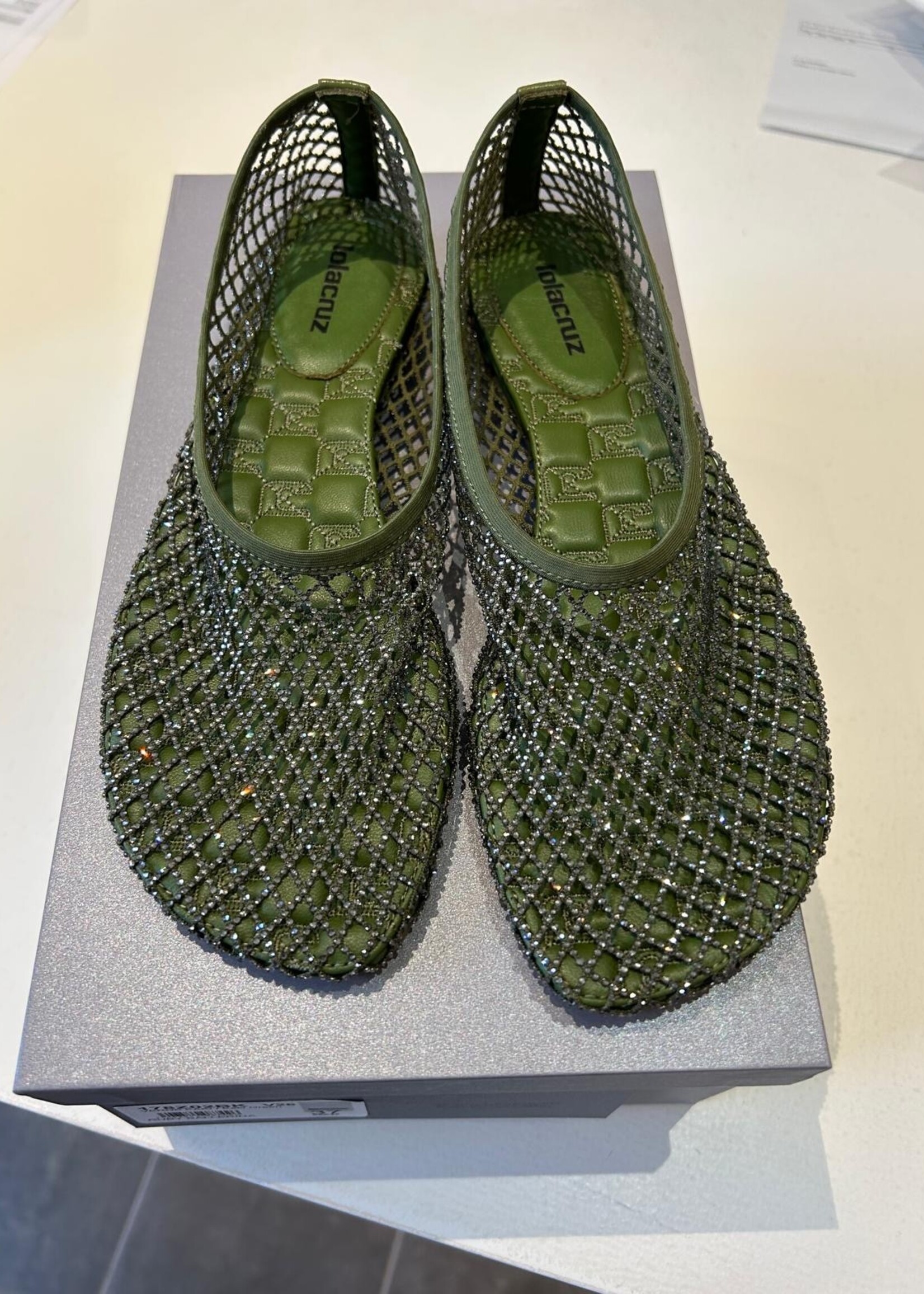 Kaki ballerina met strass