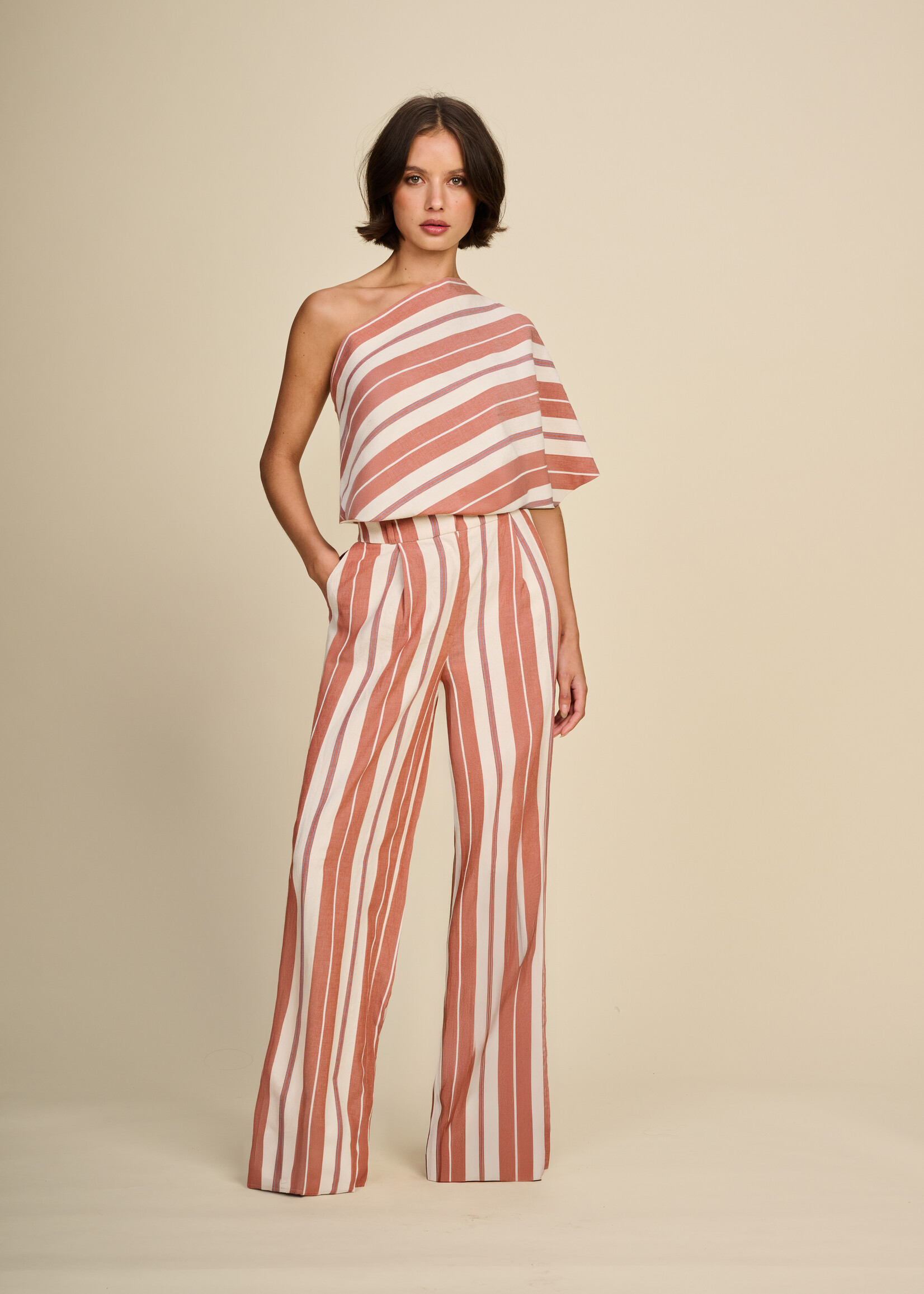 Blouse Rule N°70 Linen Stripes Cinnamon