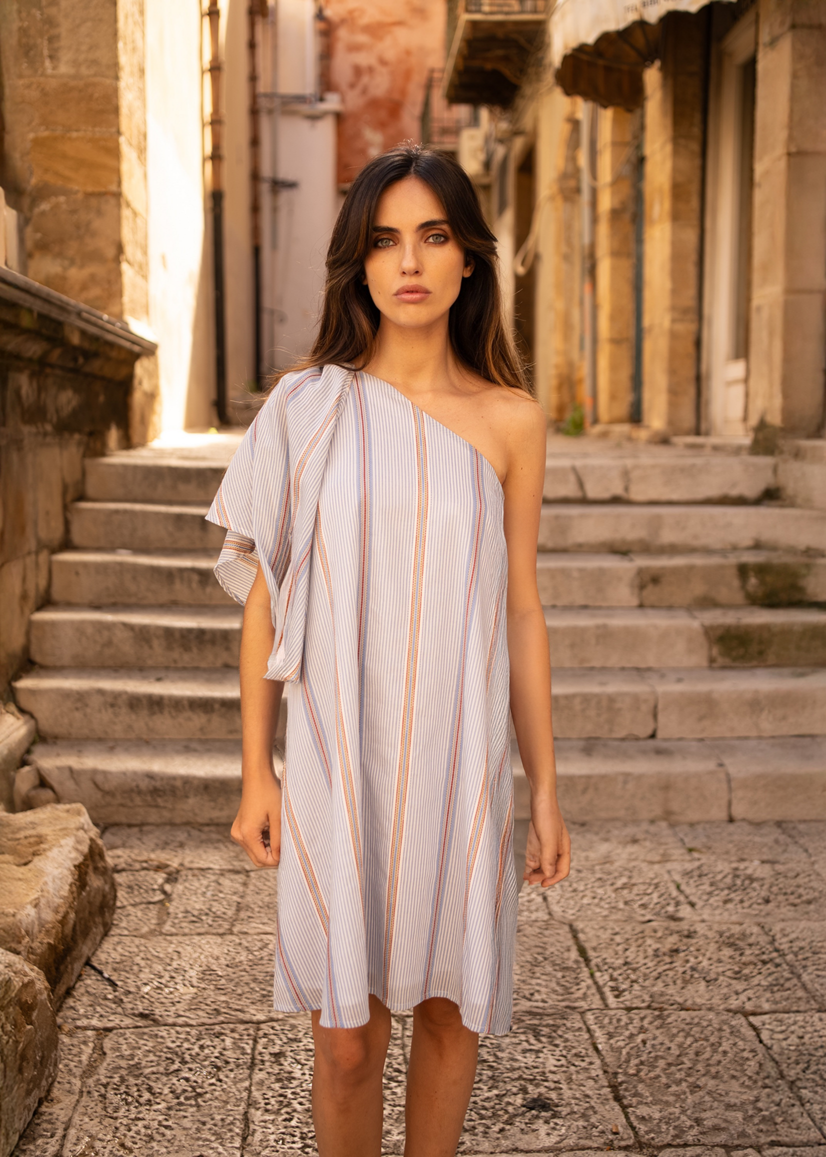 Dress Rule N°94 Cotton Voile Stripes Denim Blue