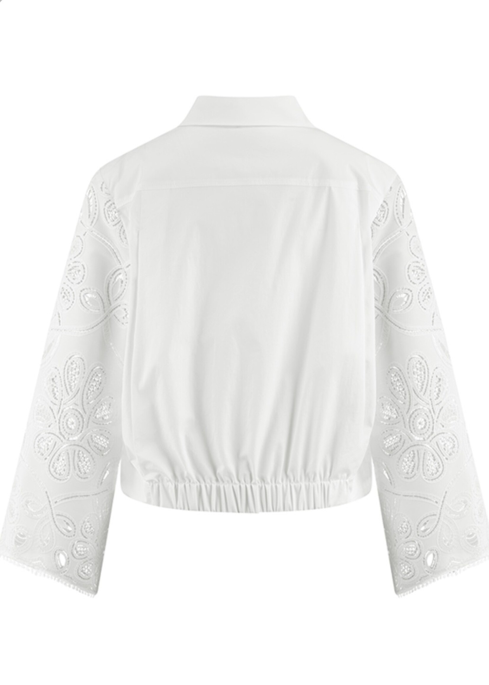 Witte Poplin Blouse Met Geborduurde Mouwen