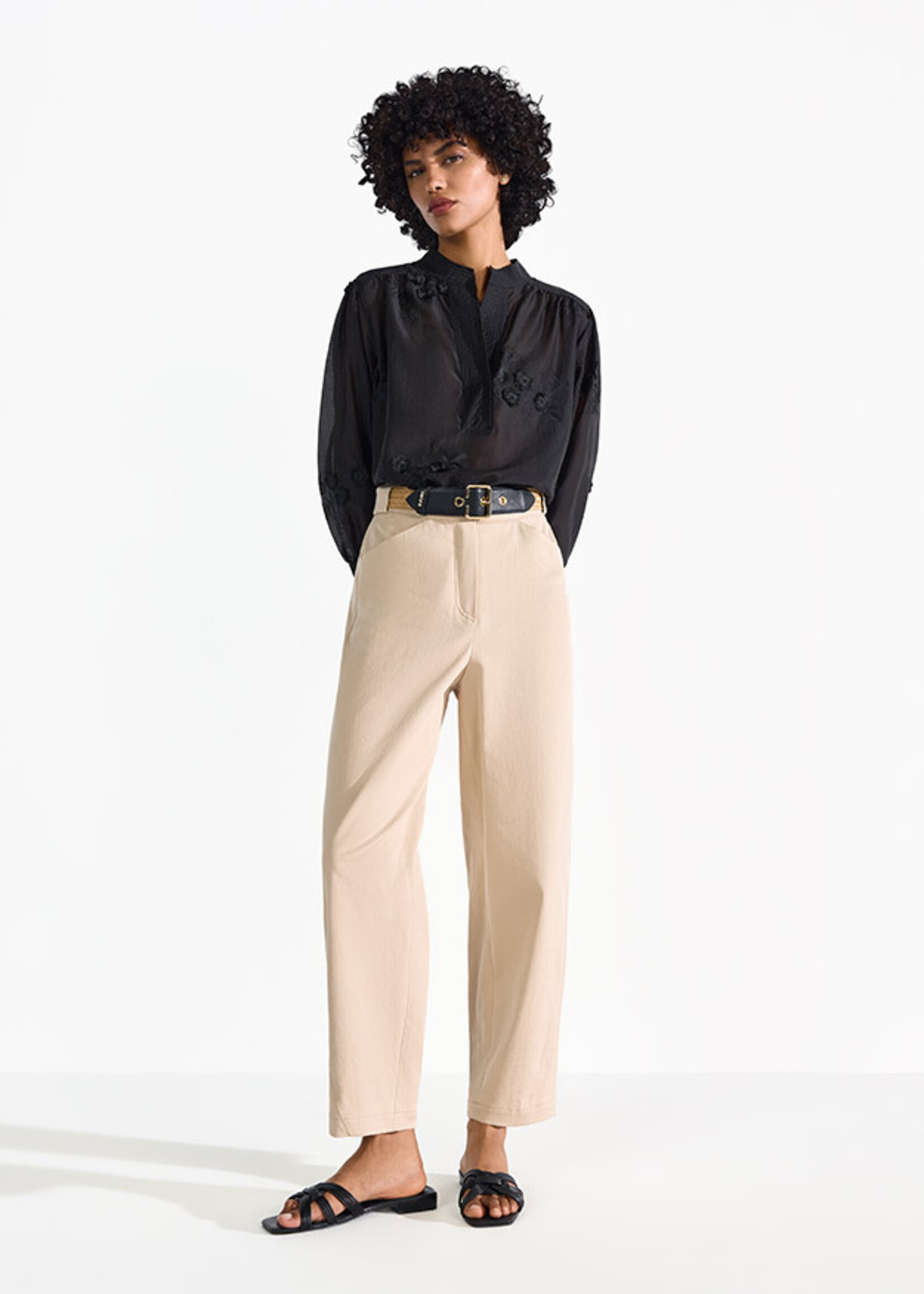 Pants Barrel Fit Wide Straw