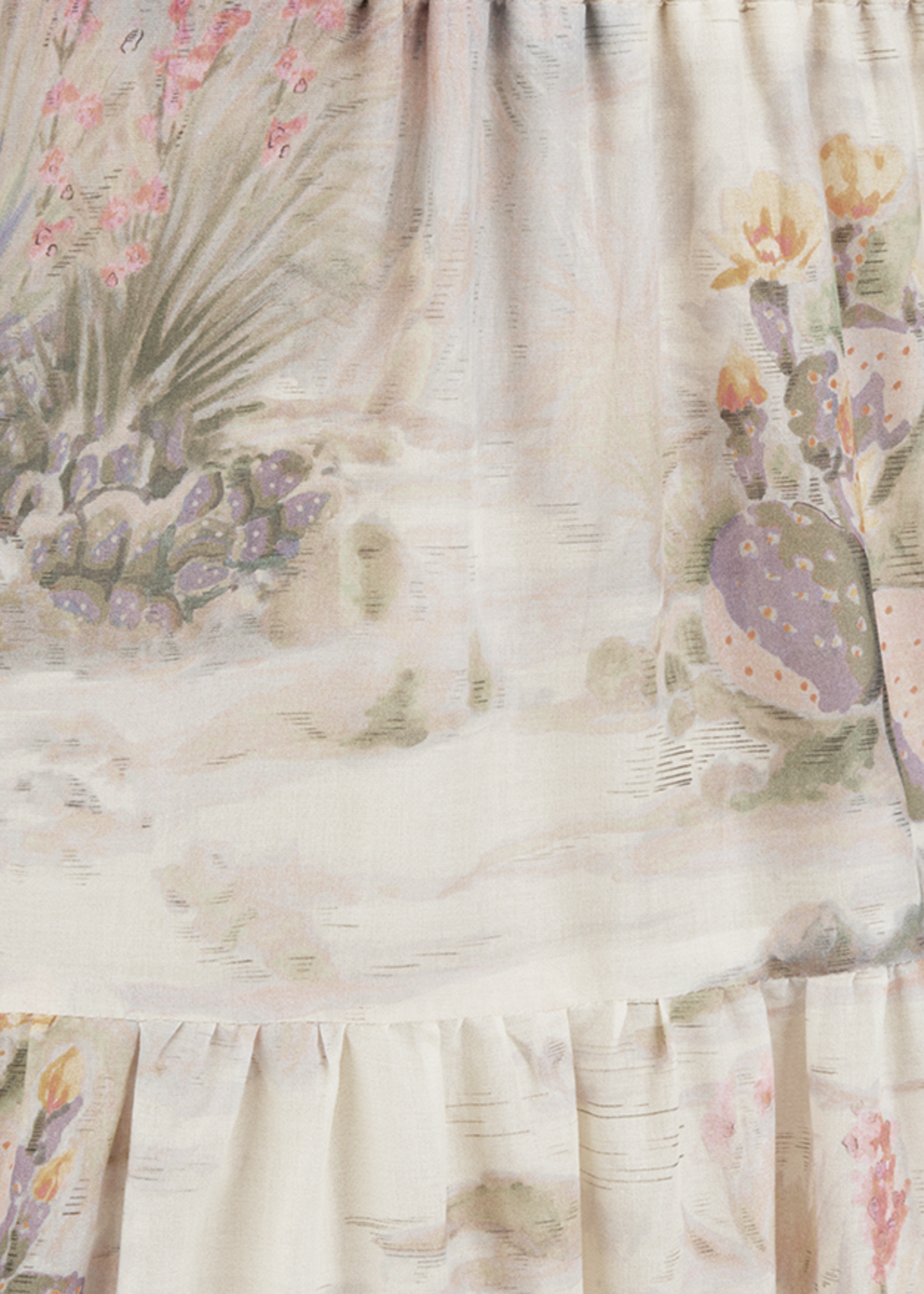 Maxi Dress With Cactus Print Straw Patterned