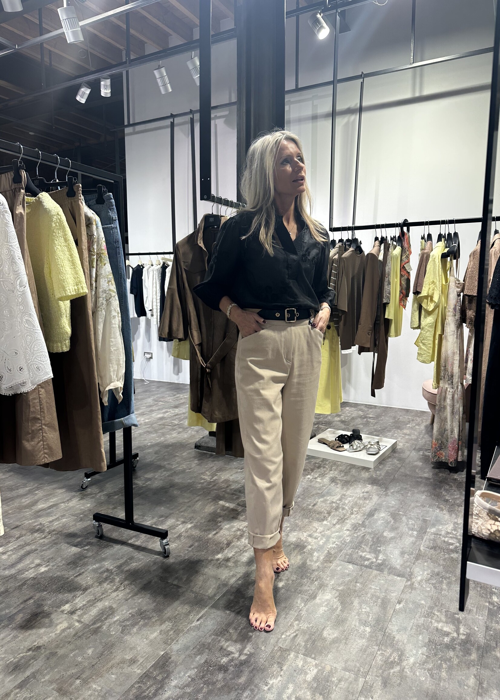 Pants Barrel Fit Wide Straw