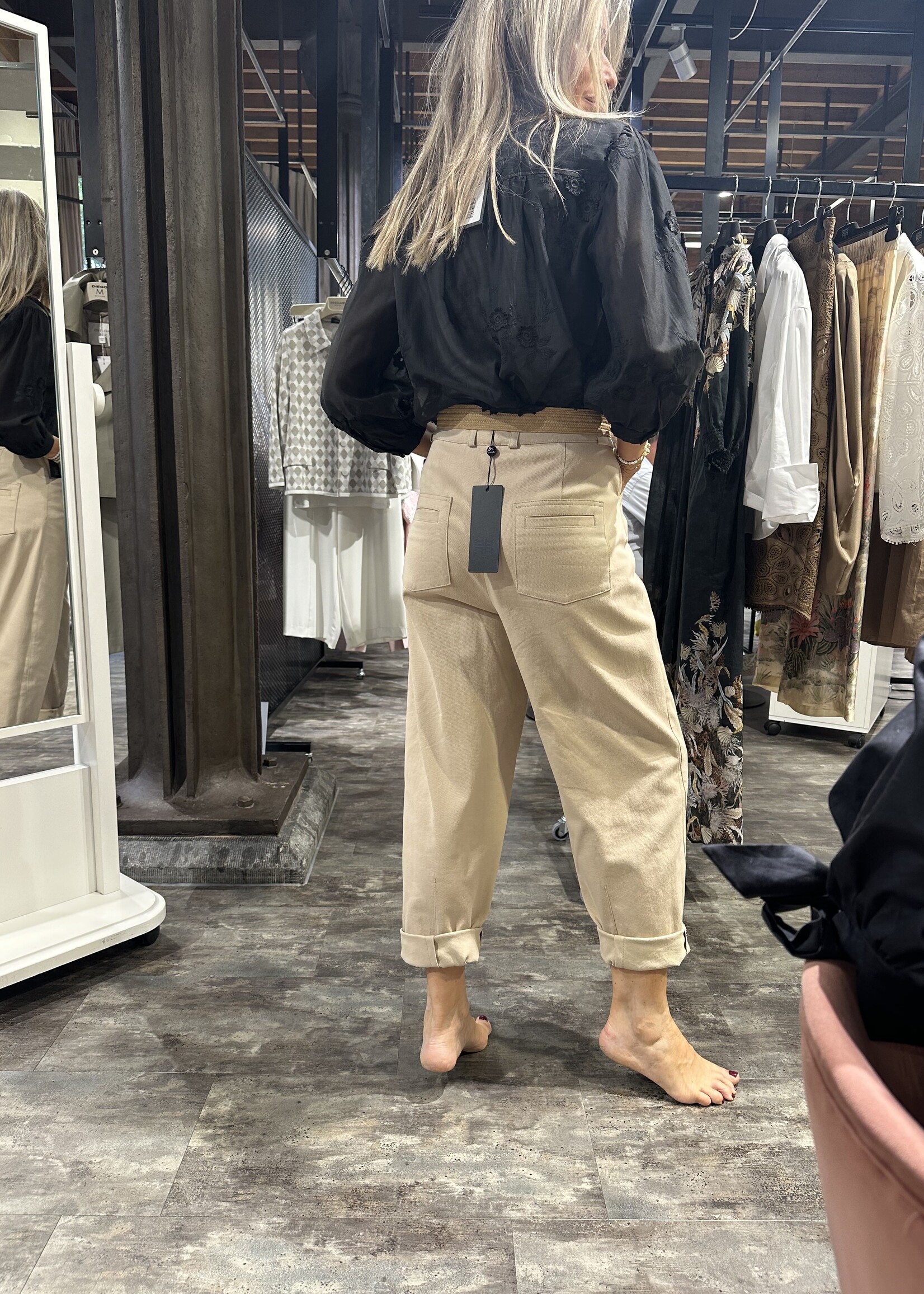 Pants Barrel Fit Wide Straw