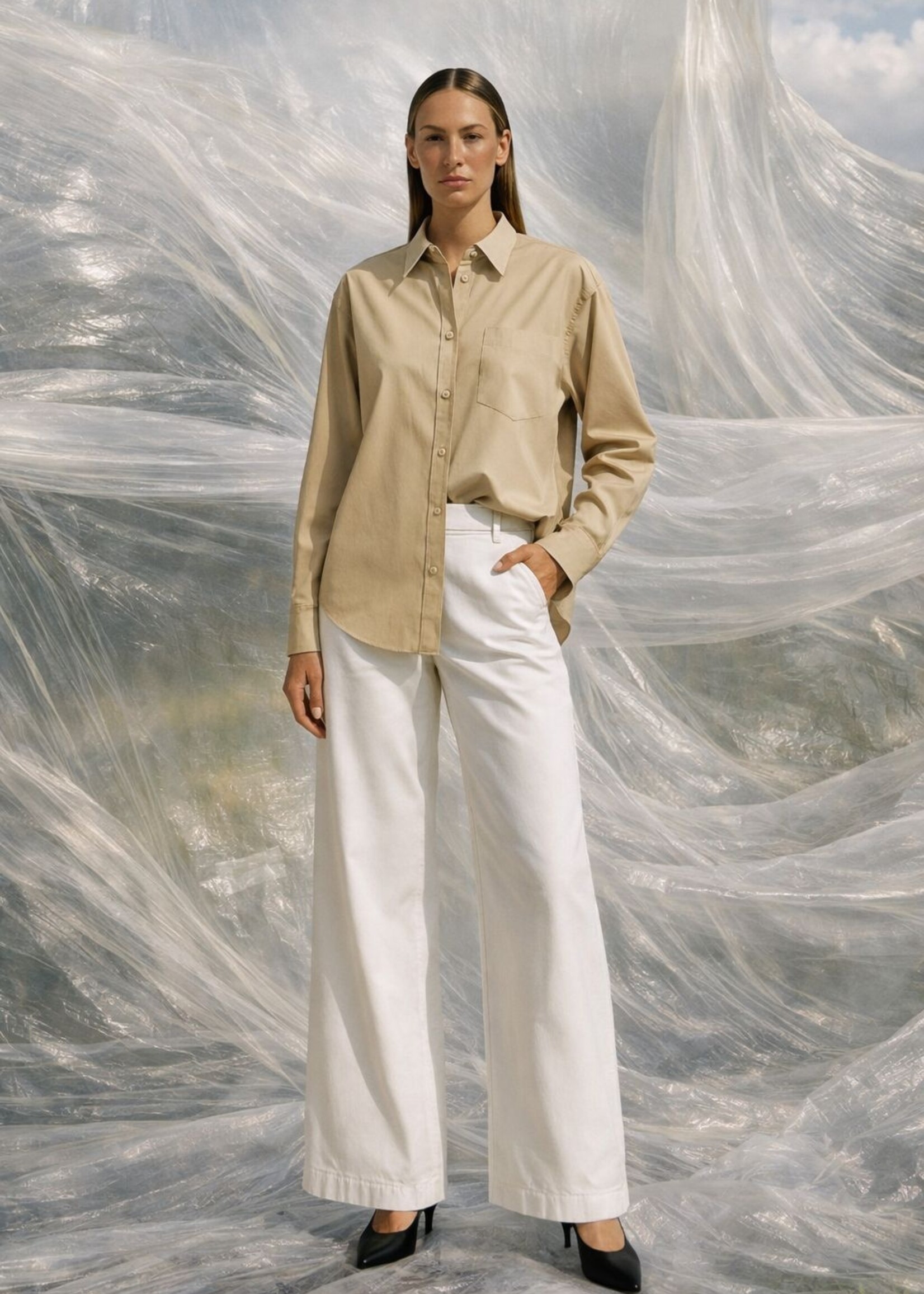 Crochet Oversized T-Shirt Sand