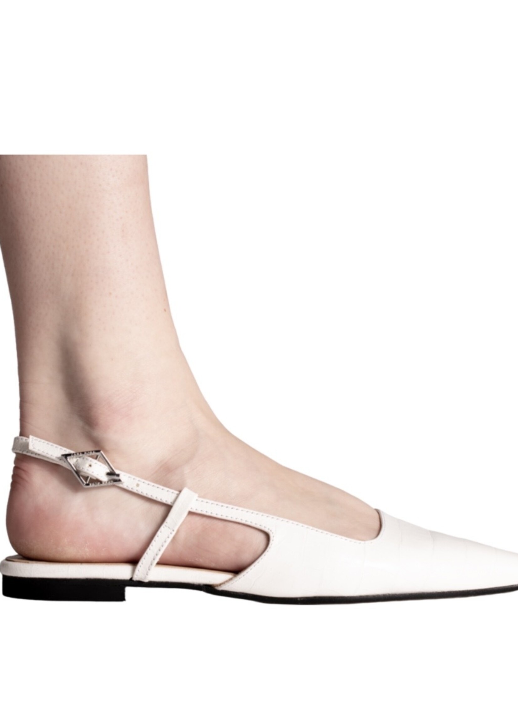 Lara Croco Cream Slingback