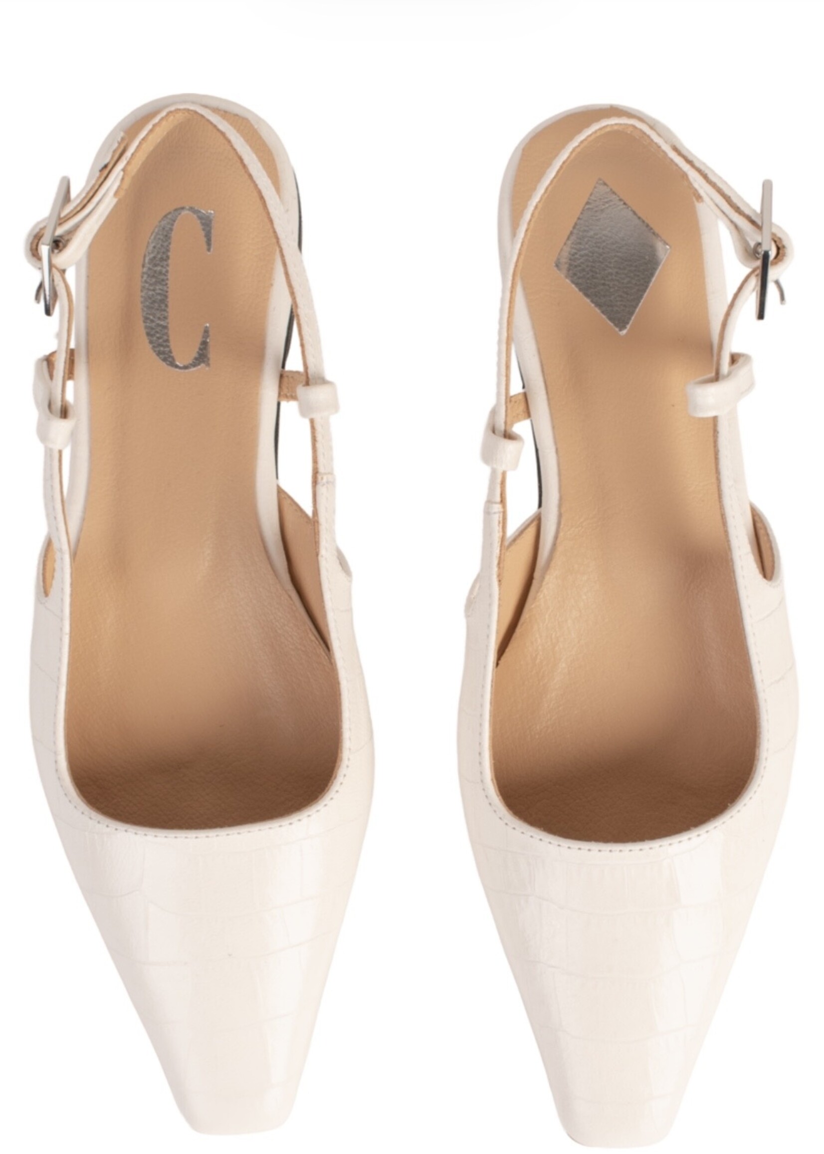 Lara Croco Cream Slingback