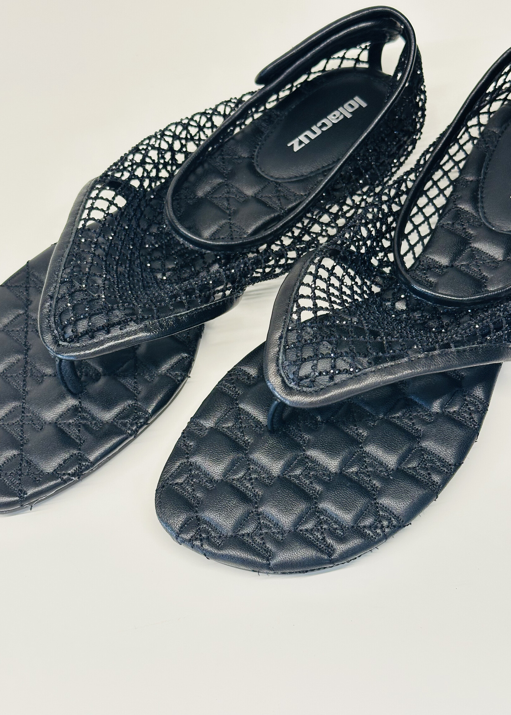 Zwarte teensandaal met strass