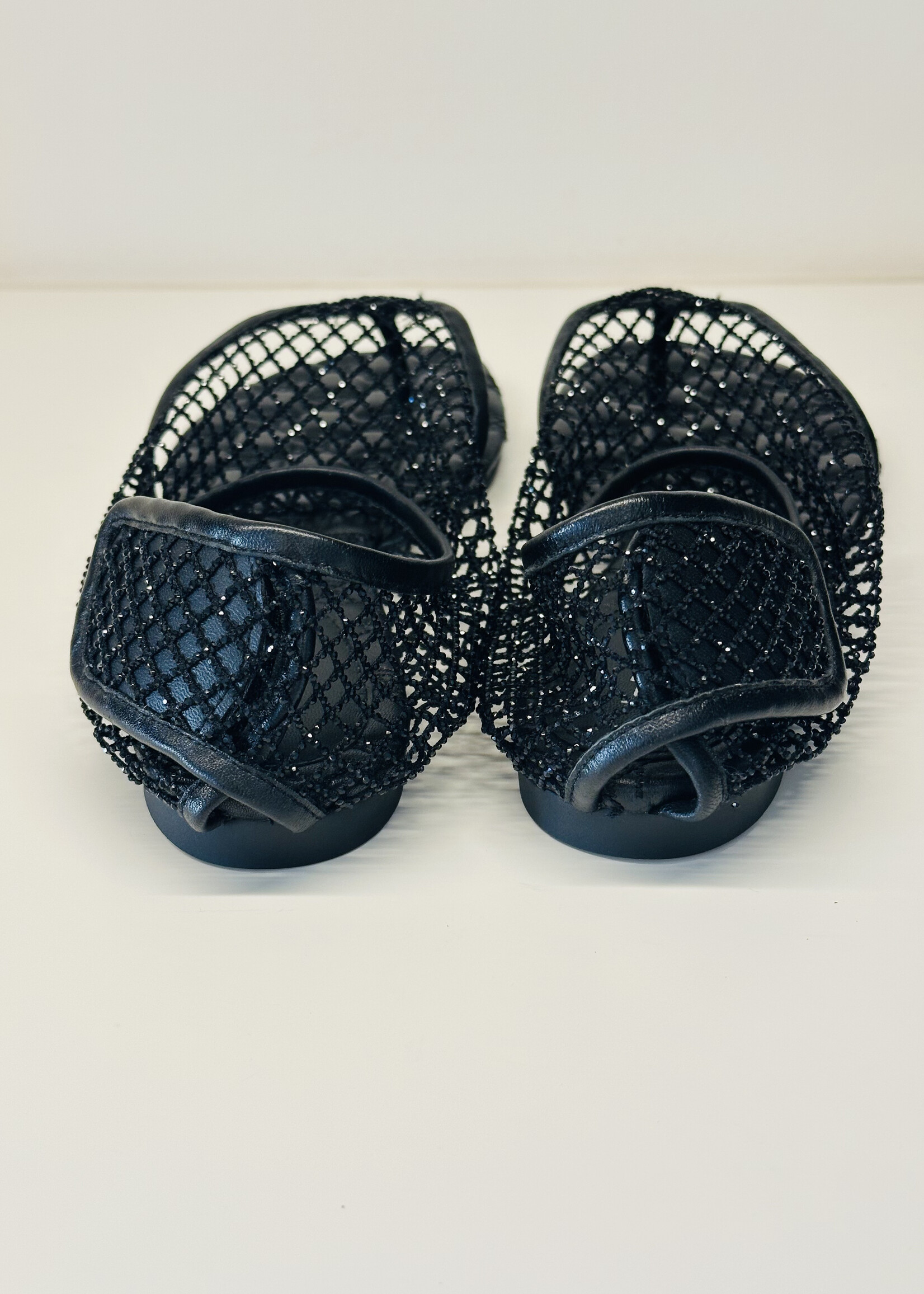 Zwarte teensandaal met strass