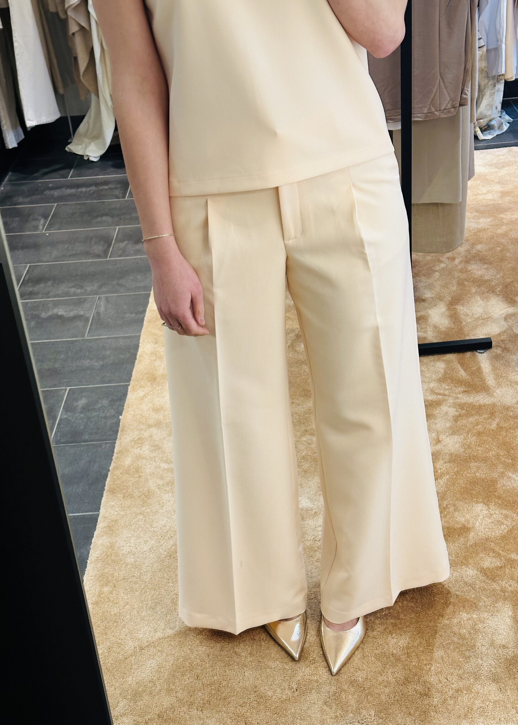 Lux Trousers Sleek Weave Powder