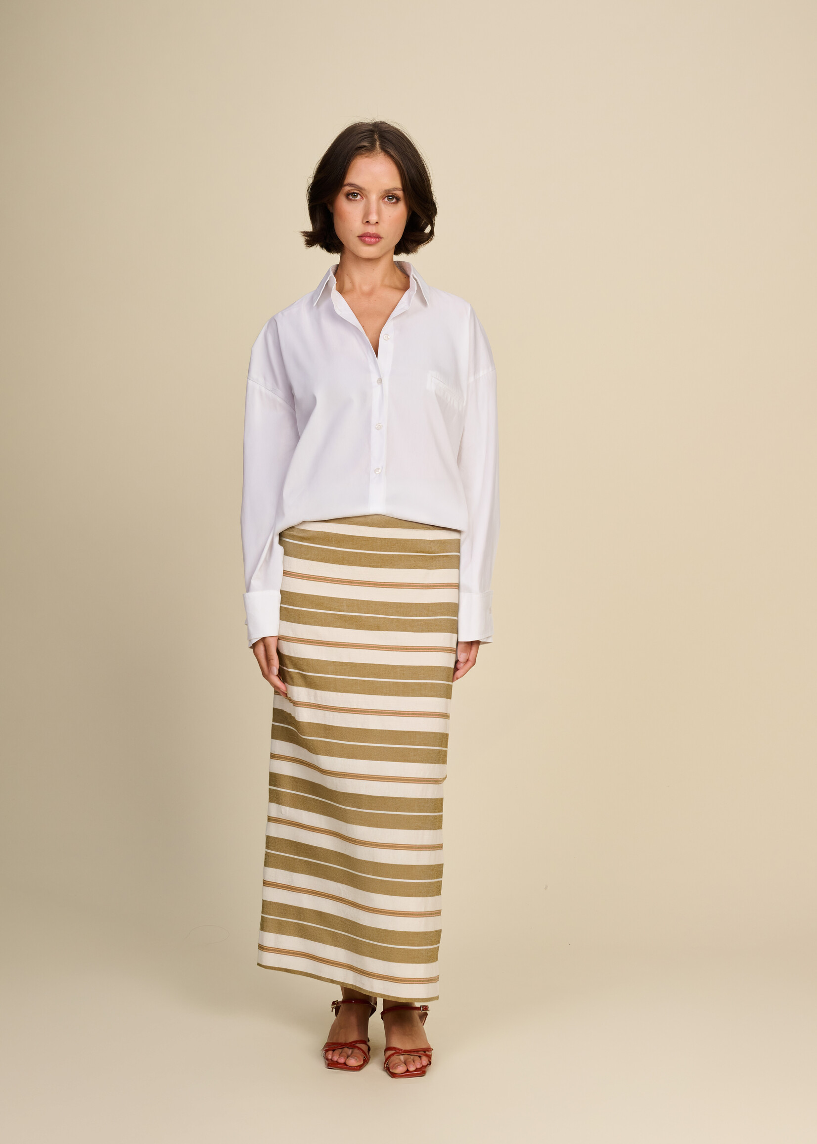 Skirt Rule N°68 Linen Stripes Jungle Green