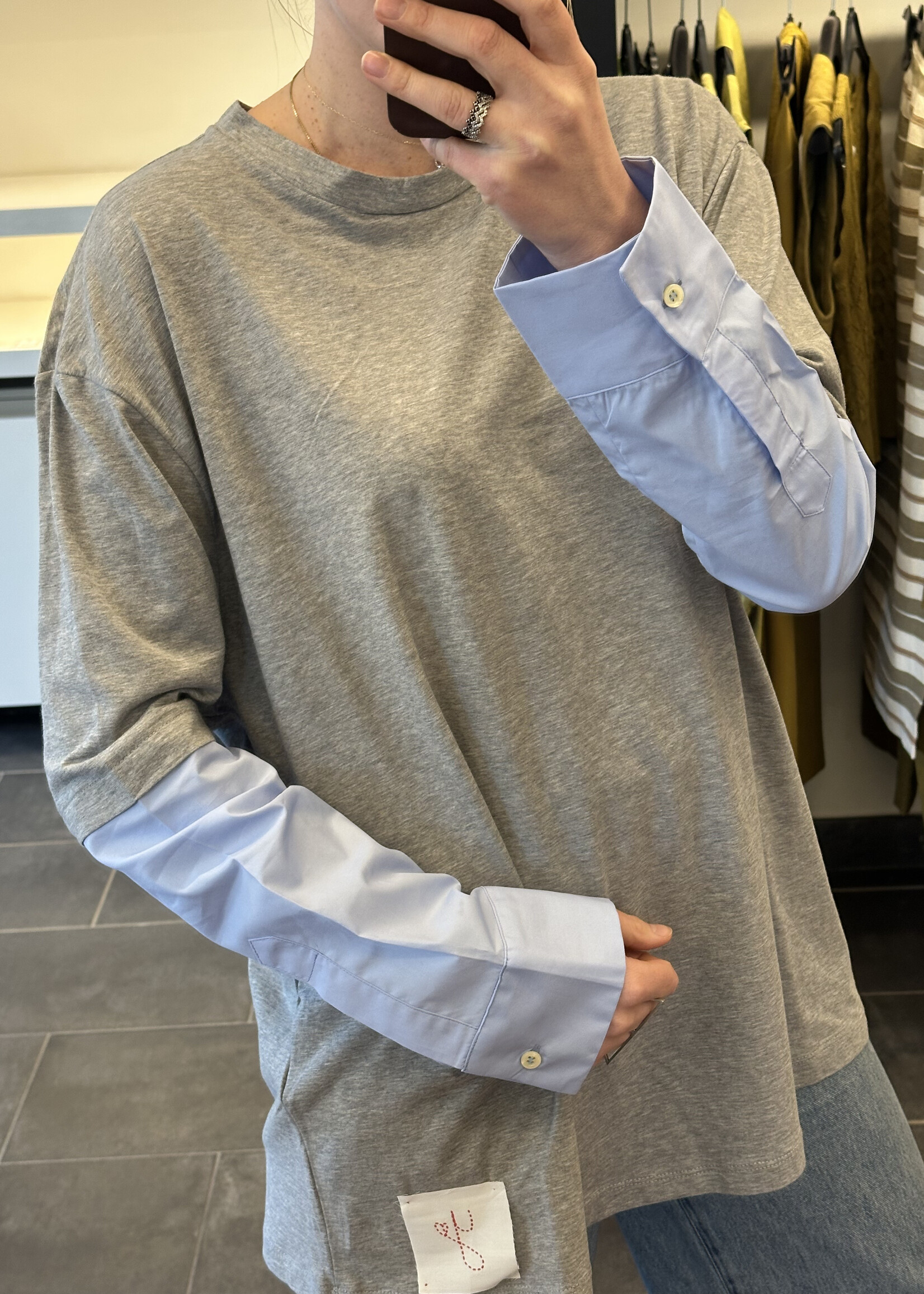 Shirt Sleeves Oversized T-Shirt Grey/Blue