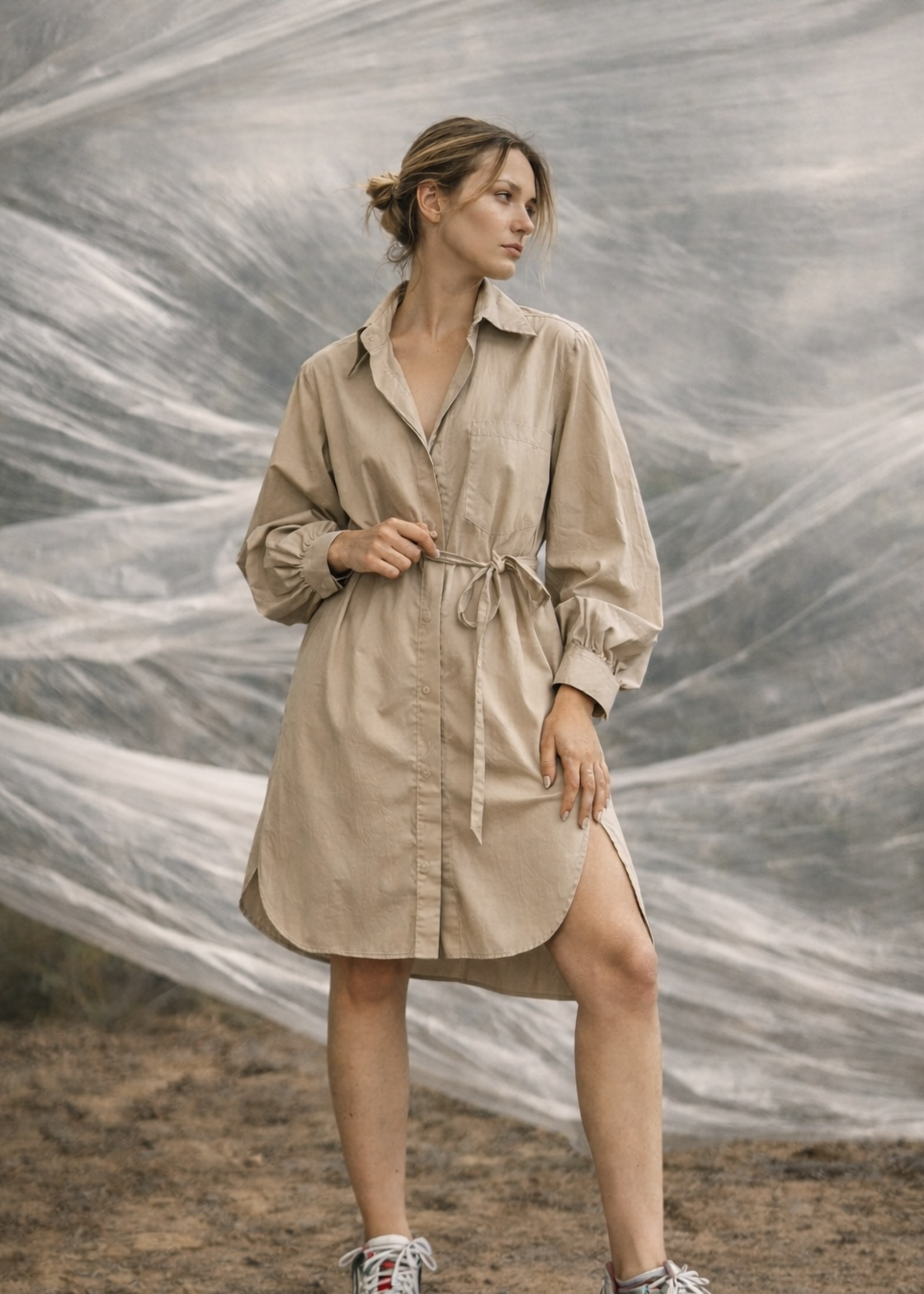 Popeline Dress Kaftano Sand