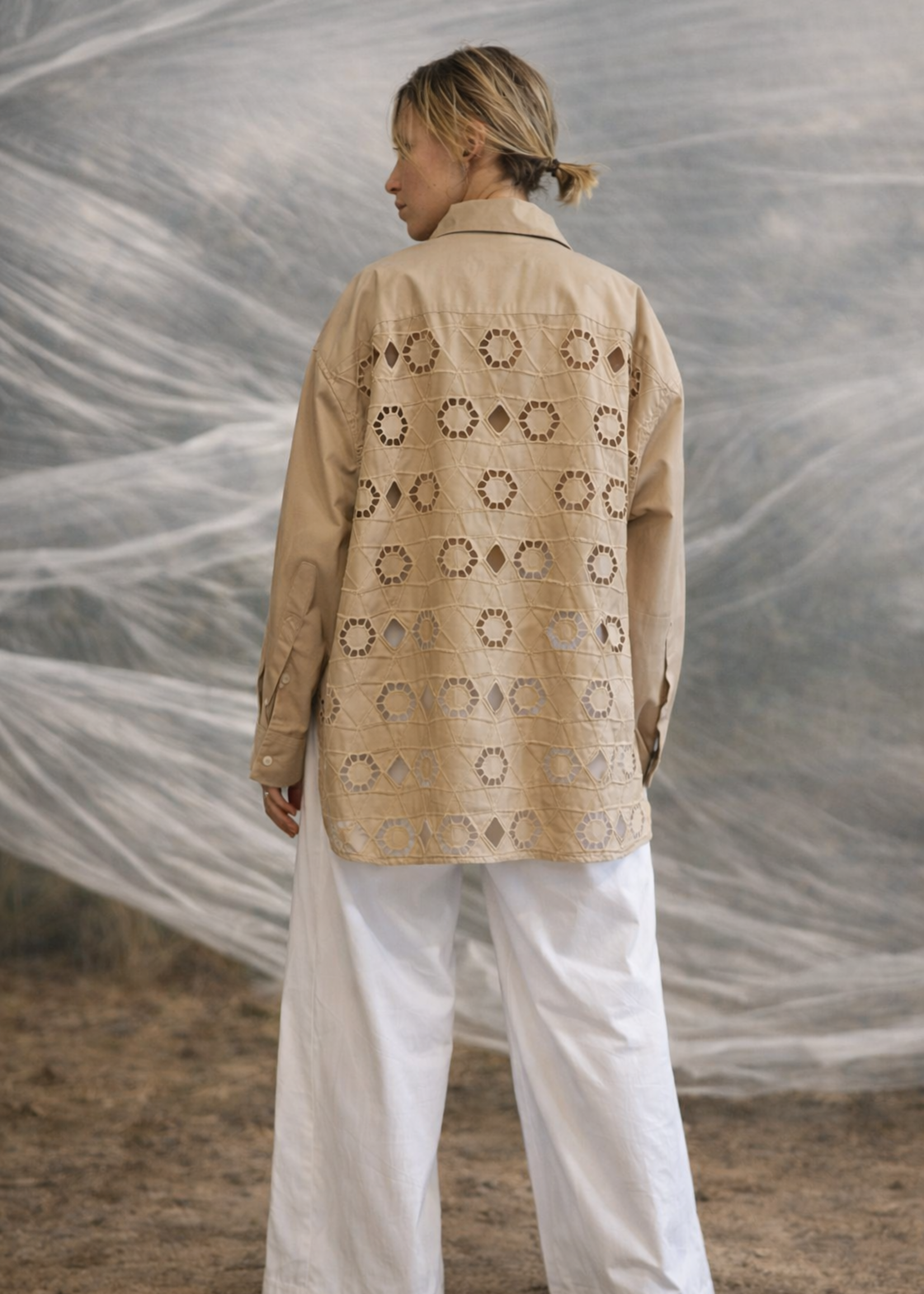 Crochet Oversized T-Shirt Sand