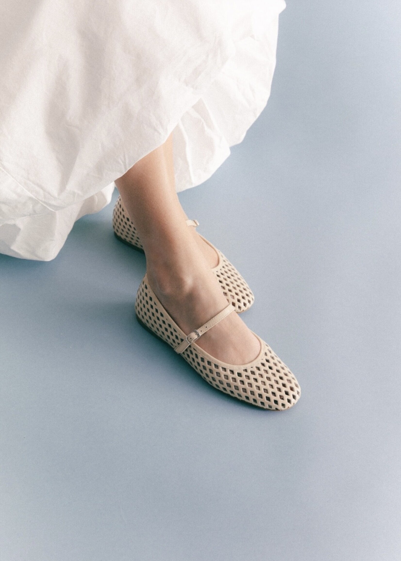 Off-White Perforated Ballerina
