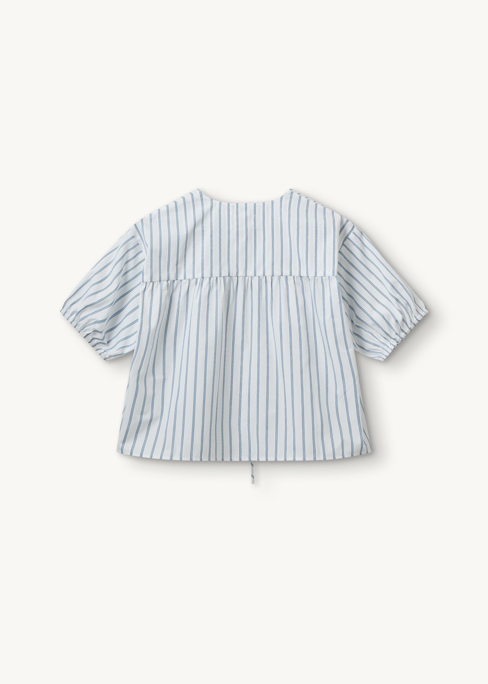 Mattia Puff Blouse White Blue Stripe