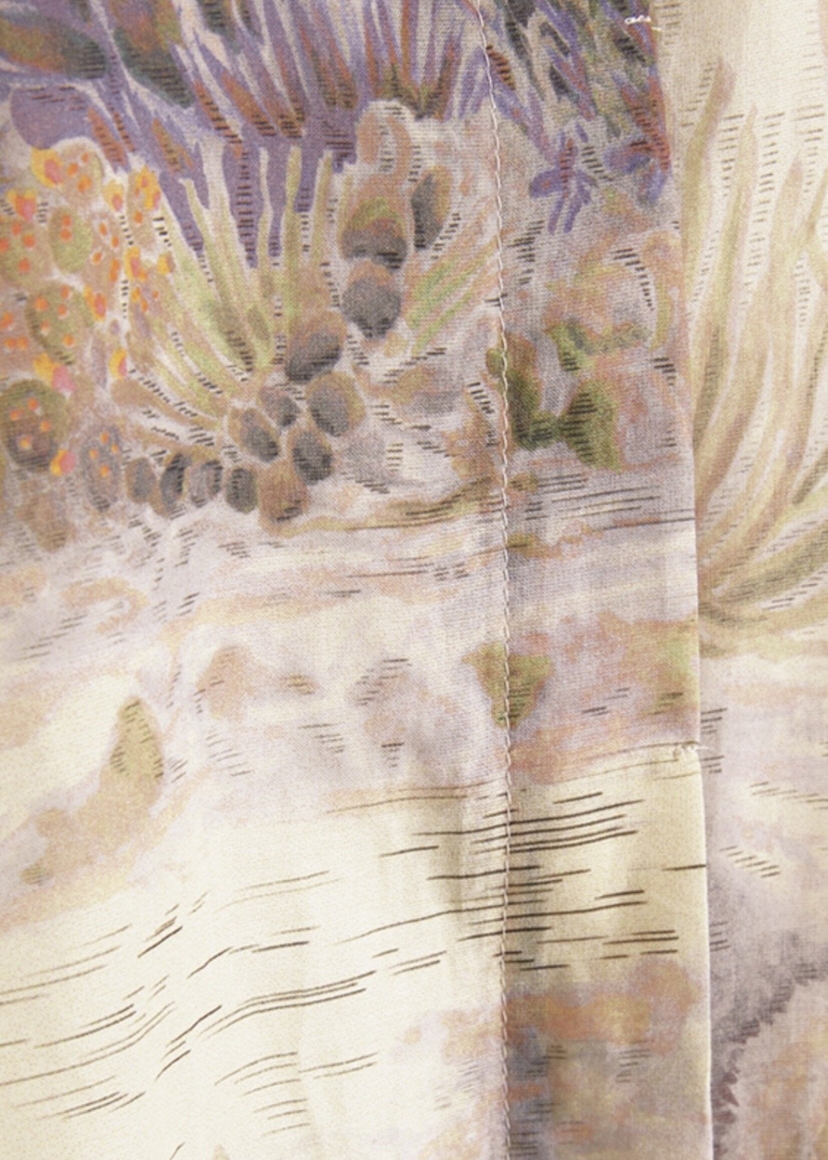 Blouse with Cactus Print Straw Patterned