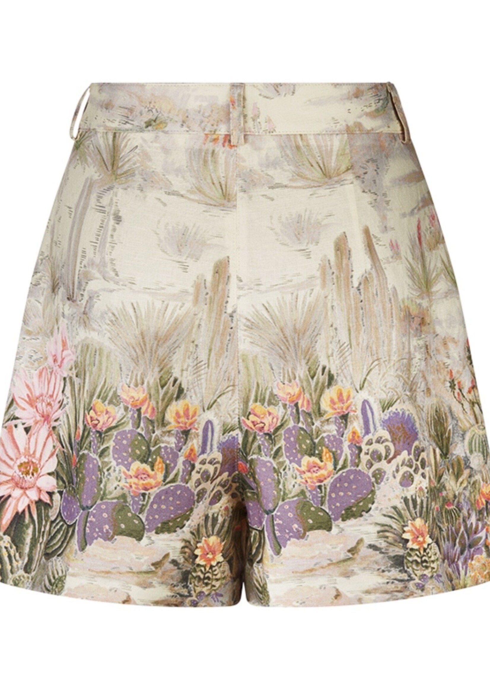 Shorts with Cactus Print Straw Patterned