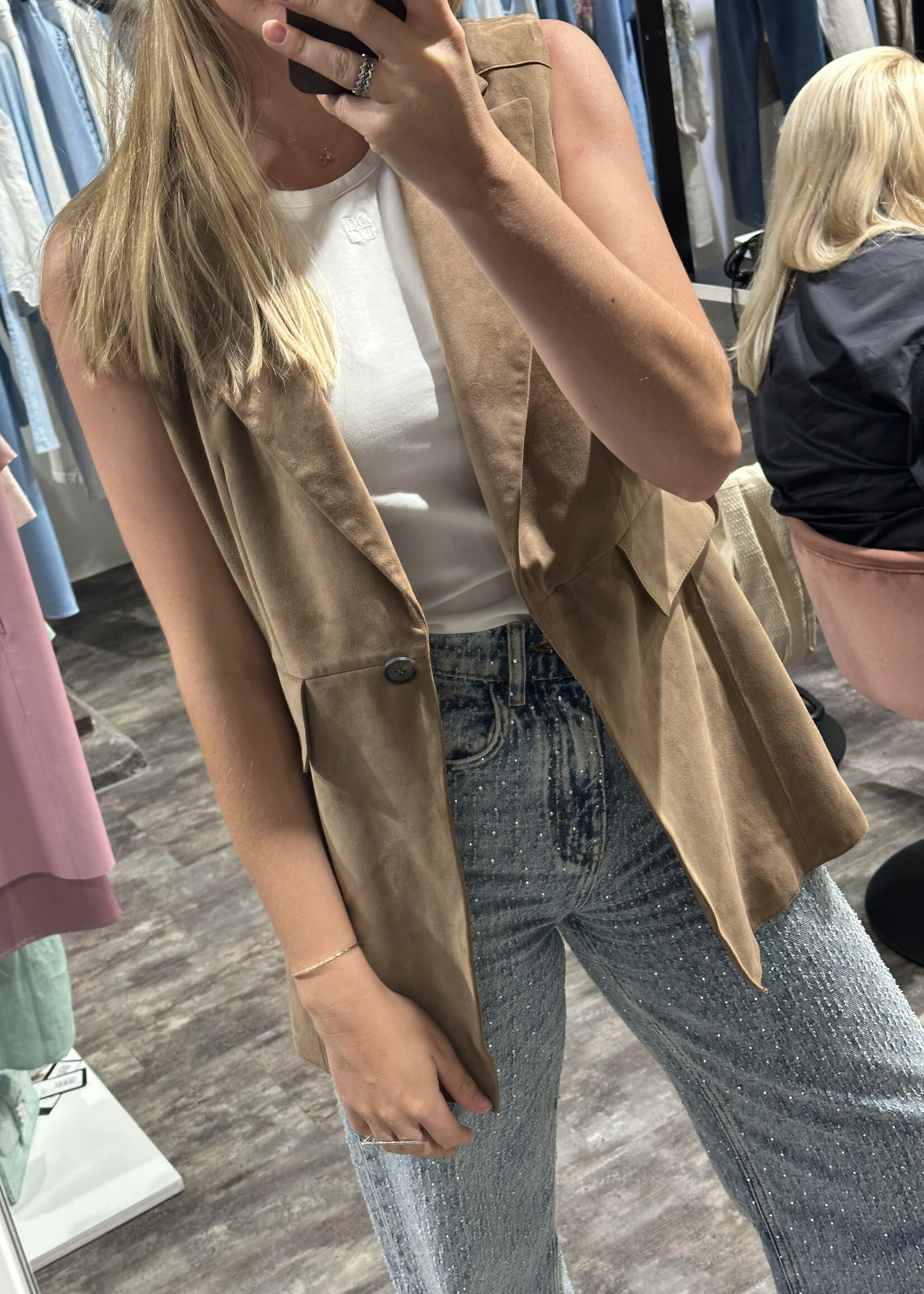 Leather Vest Suède Coconut