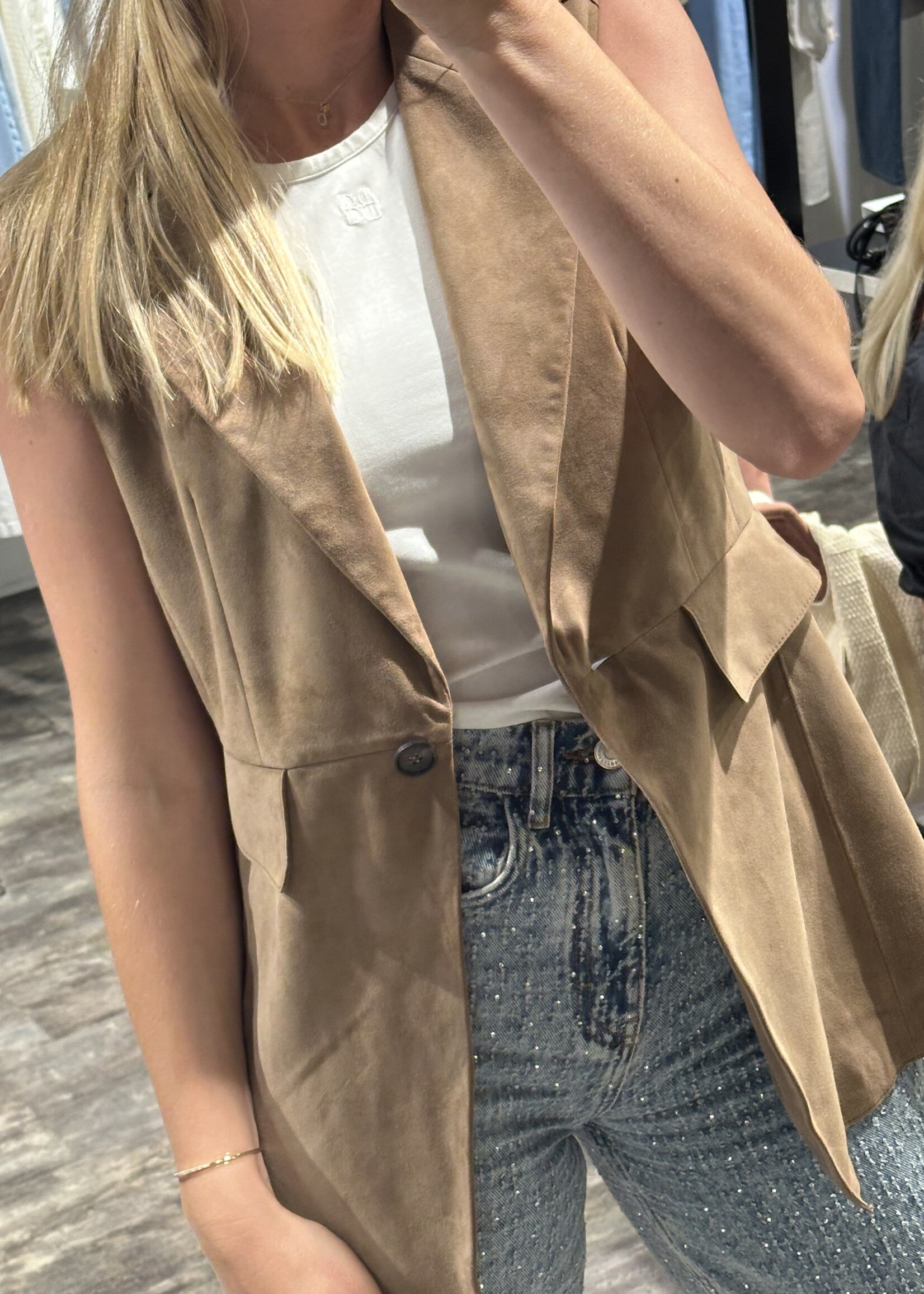 Leather Vest Suède Coconut