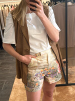 Shorts with Cactus Print Straw Patterned