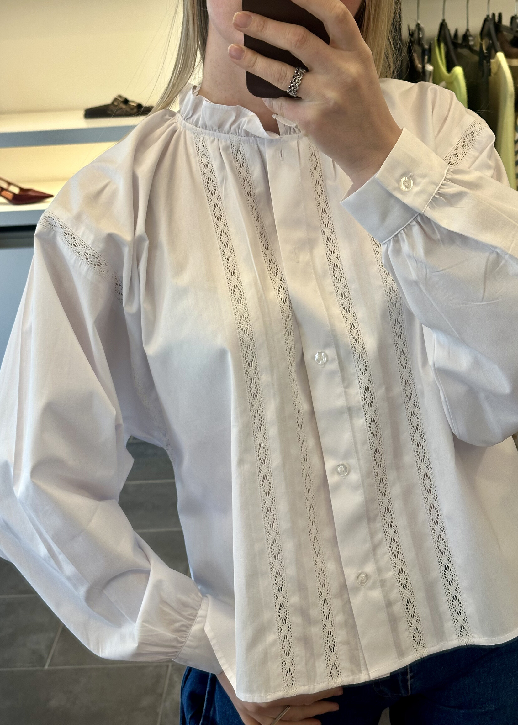 Claire Lace Shirt White