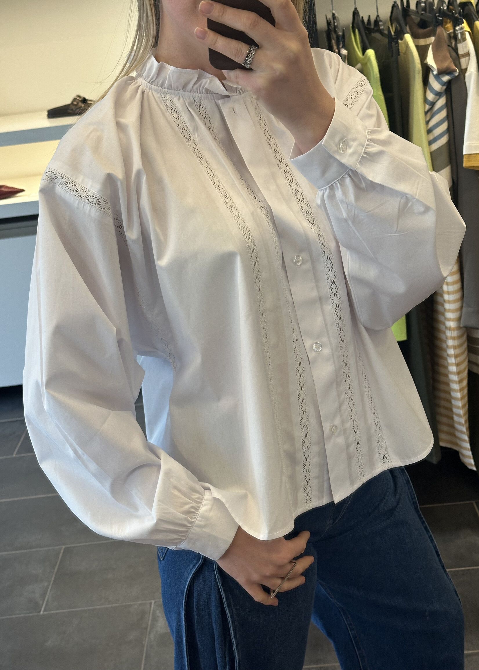 Claire Lace Shirt White