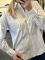 Mattia Oversized Shirt White Blue Stripe