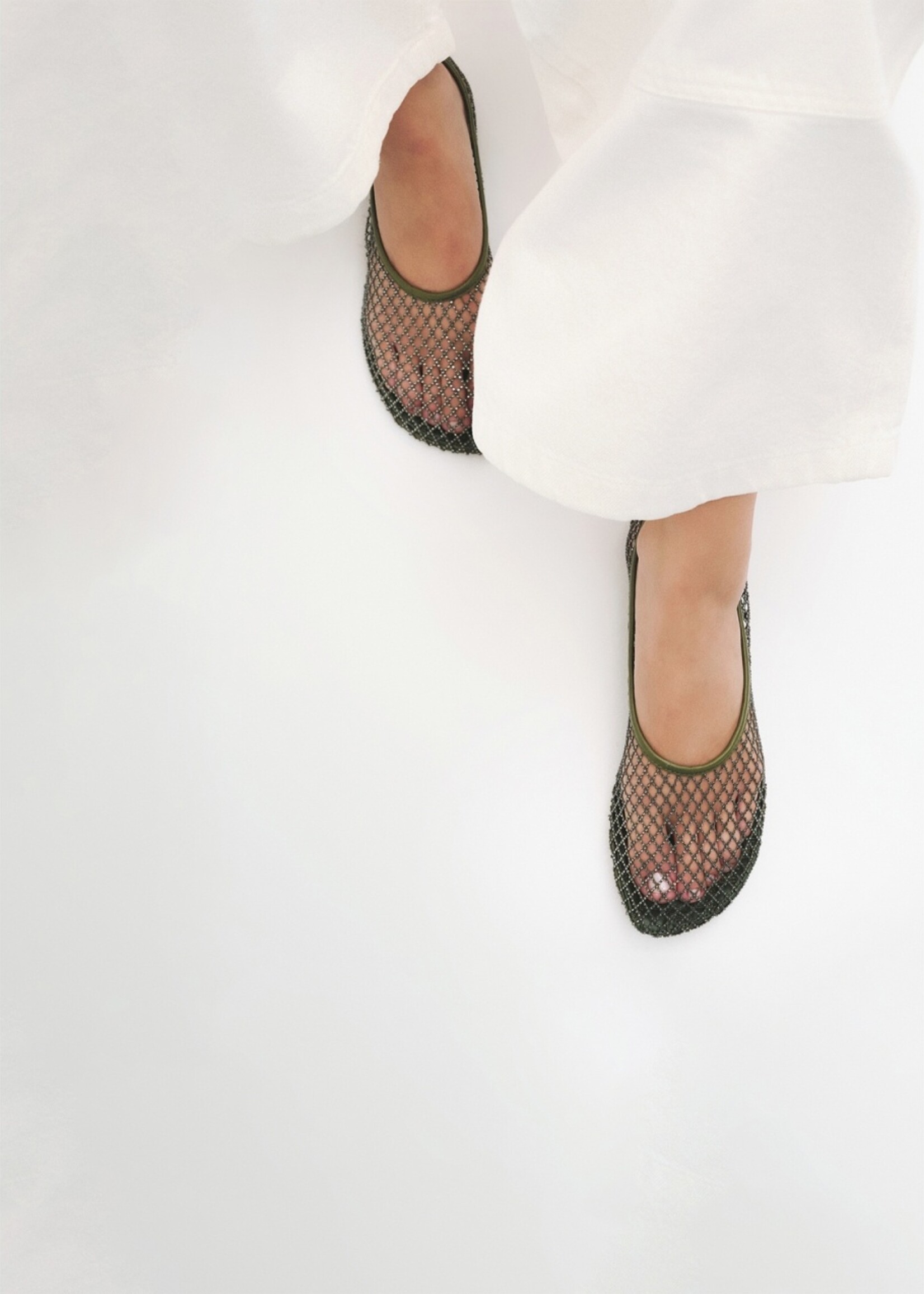 Kaki ballerina met strass