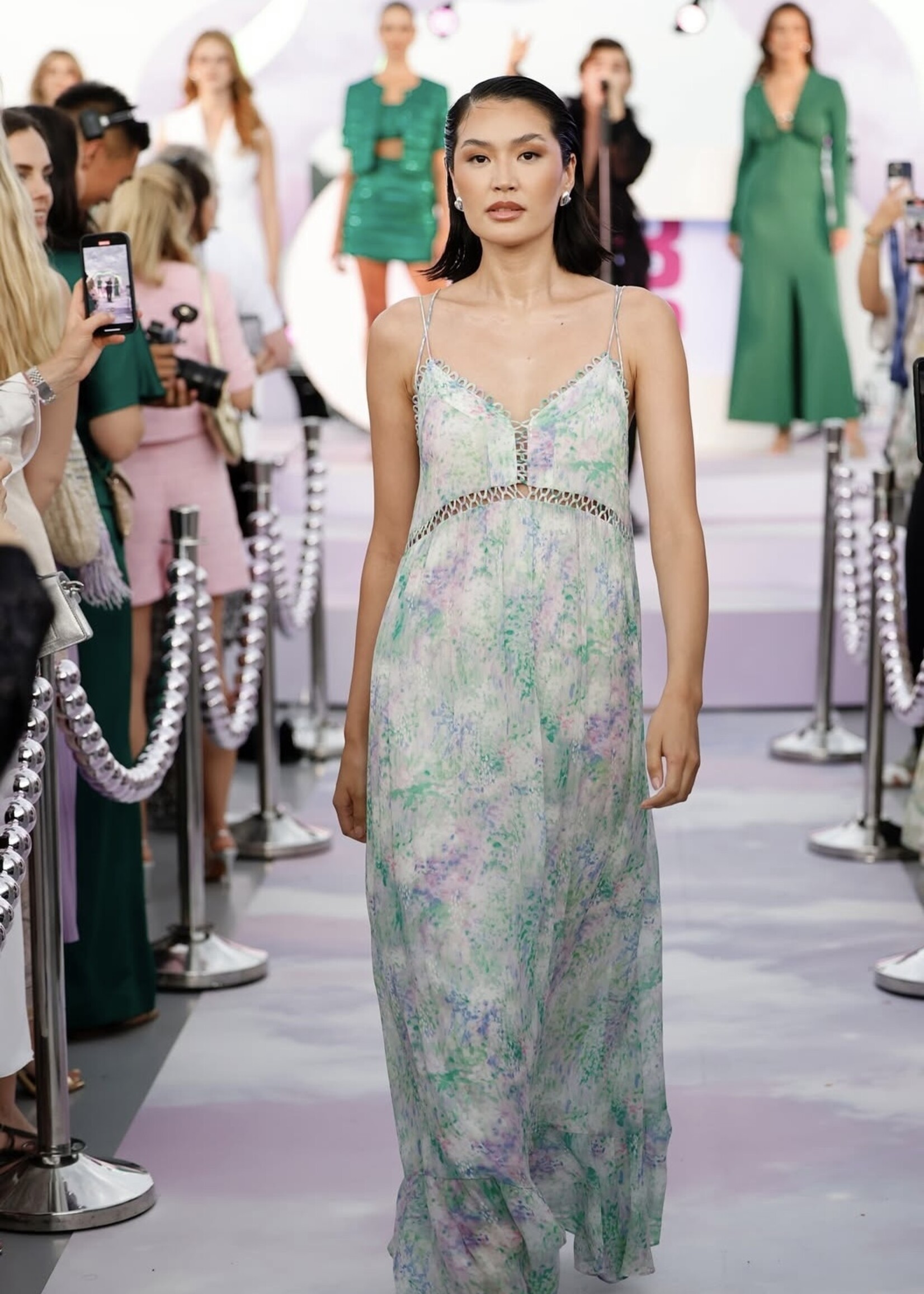 Maxi Dress With Spaghetti Straps Multicolour